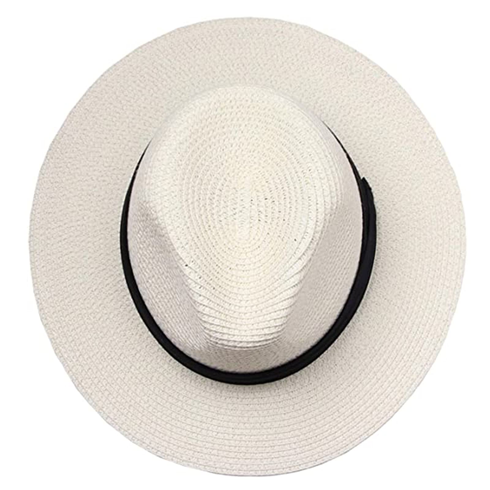 Women's Wide Brim Panama Hat - Foldable Sun Hat for Beach, Summer & Outdoor Activities - UV Protection Floppy Hat for Women & Men - Fashionable Solid Color Baseball Cap Style