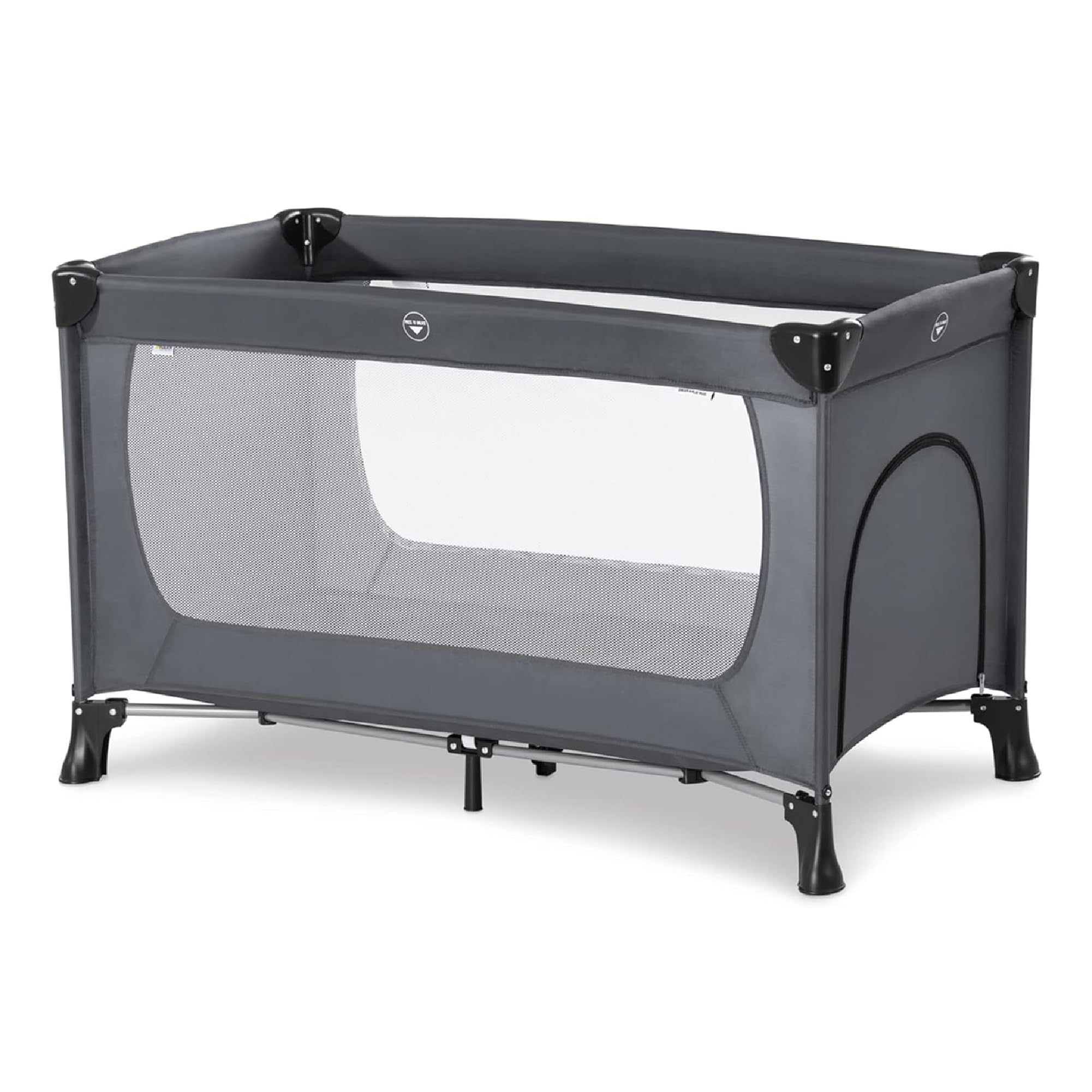 Hauck Dream N Play Plus Foldable Travel Cot & Portable Playpen for Baby & Toddler - Lightweight, Compact, Grey | Perfect for Travel, Home, Daycare & Outdoor Play