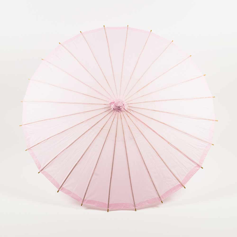 32 Inch Pink Paper Parasol Umbrella with Elegant Wooden Handle - Perfect for Weddings, Photo Shoots & Asian-Themed Parties
