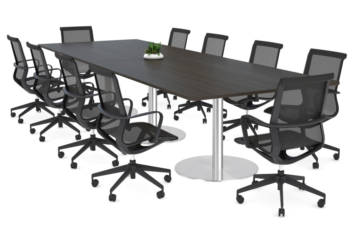 Premium Sapphire Disc Base Boardroom Rectangle Table - 3200L x 1100W with Rounded Corners - Elegant Conference Table for Office Meetings & Executive Workspaces