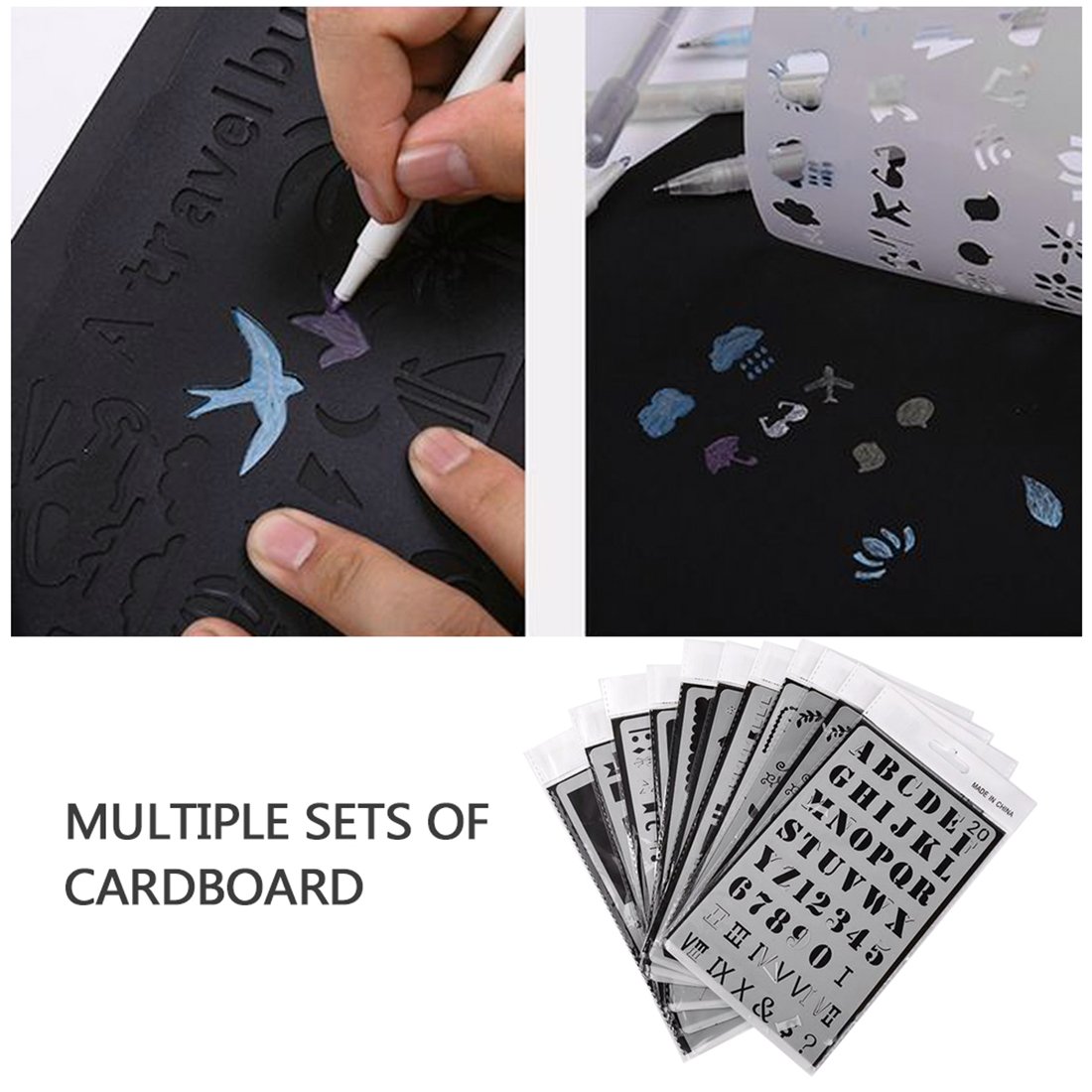 Izasky 12-Piece Bullet Stencil Set - Plastic Journaling Templates for DIY Drawing, Planner, Scrapbooking & Craft Projects | Perfect for Bullet Journals, Notebooks, Diaries & Card Making