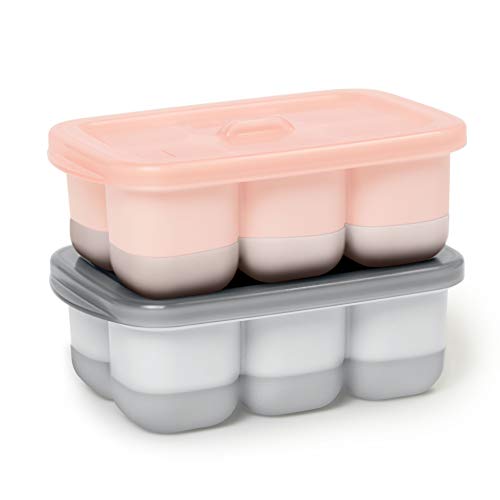 Skip Hop Baby Fresh Feeding Easy-Fill Freezer Trays - 2-Piece Set in Grey & Coral | Perfect for Homemade Baby Food Storage & Meal Prep