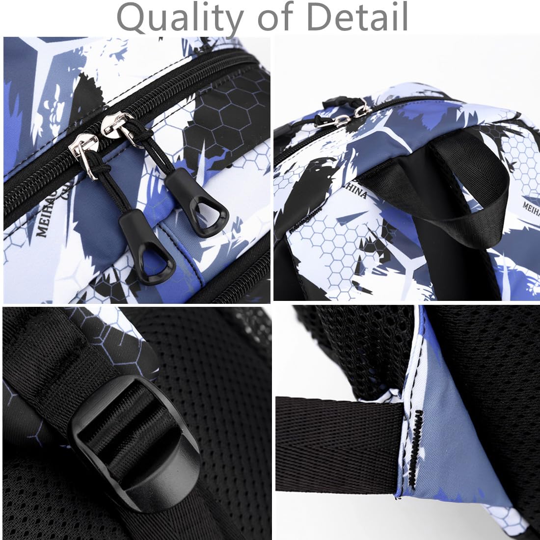 Boys School Backpack Set with Sling Bag - 2-Piece Camo Blue Backpack Combo for Elementary, Middle & High School Students - Includes Crossbody Bag for School, Travel & Outdoor Activities