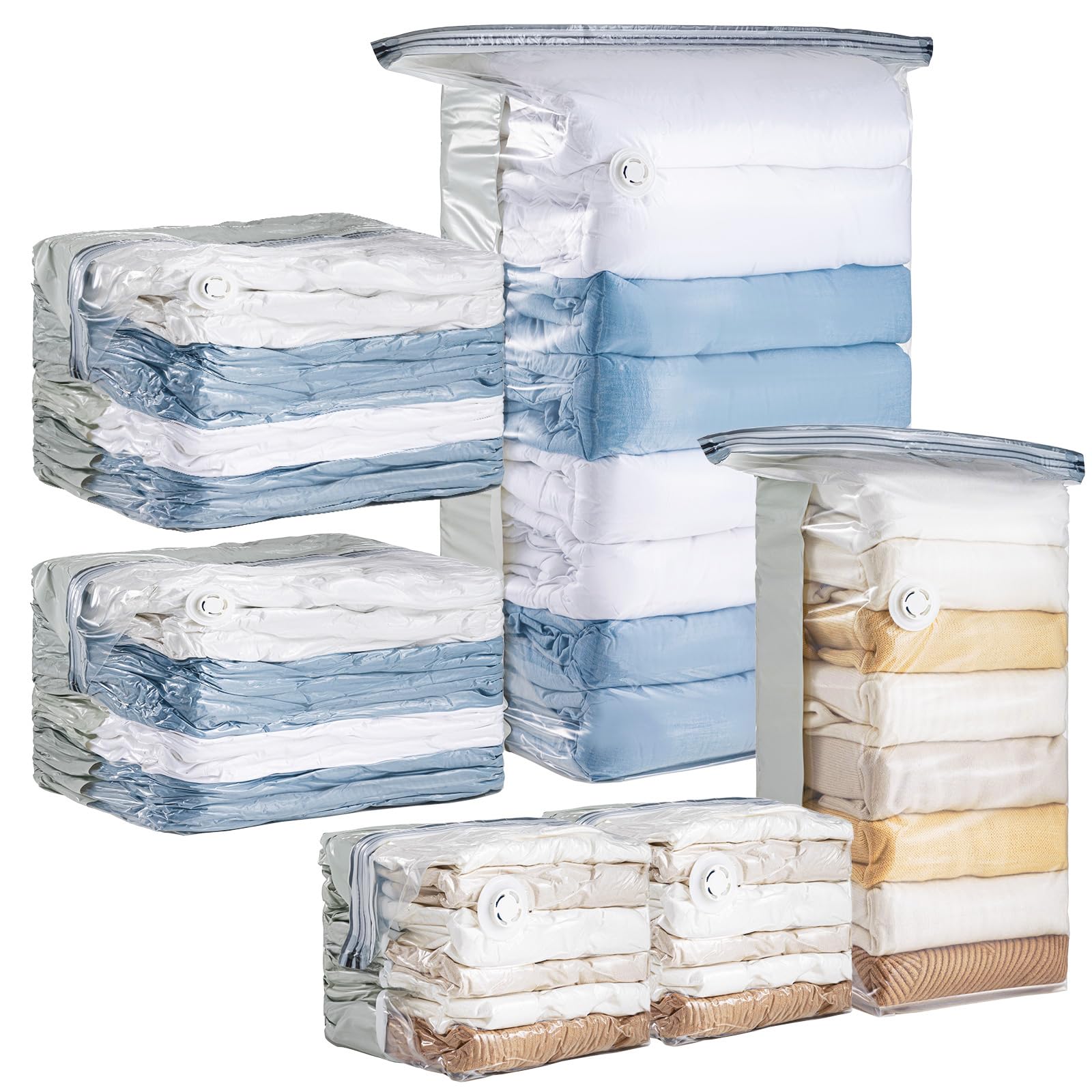 6 Pack Vacuum Storage Bags Cube Combo (3 Jumbo + 3 Medium) - Space Saving Vacuum Seal Bags for Clothes, Bedding, Blankets - Perfect for Closet Organization, Travel & Seasonal Storage