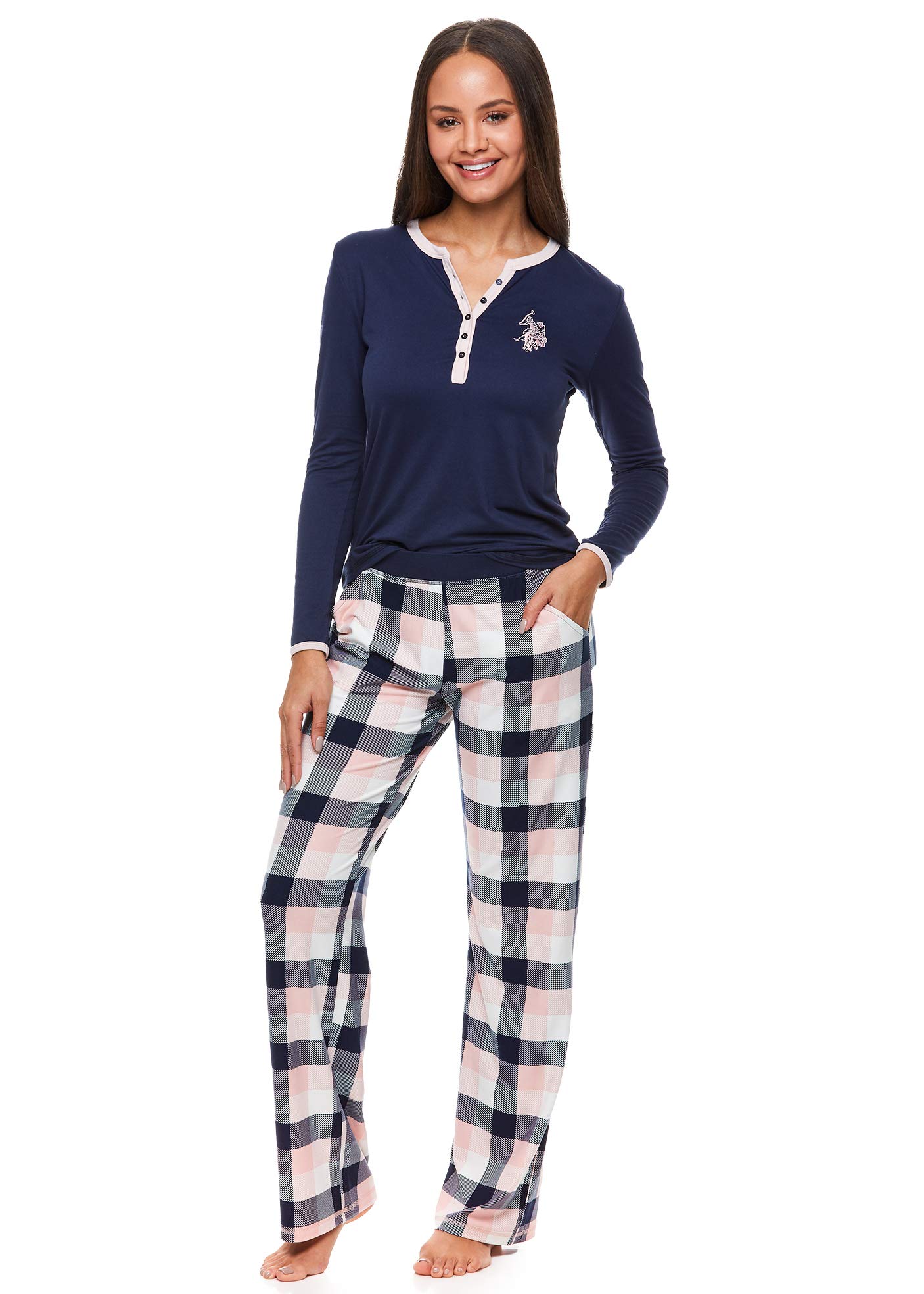 U.S. Polo Assn. Women's 2-Piece Pajama Set - Soft Cotton Sleepwear for Lounge & Travel - Cozy Pajamas for Women