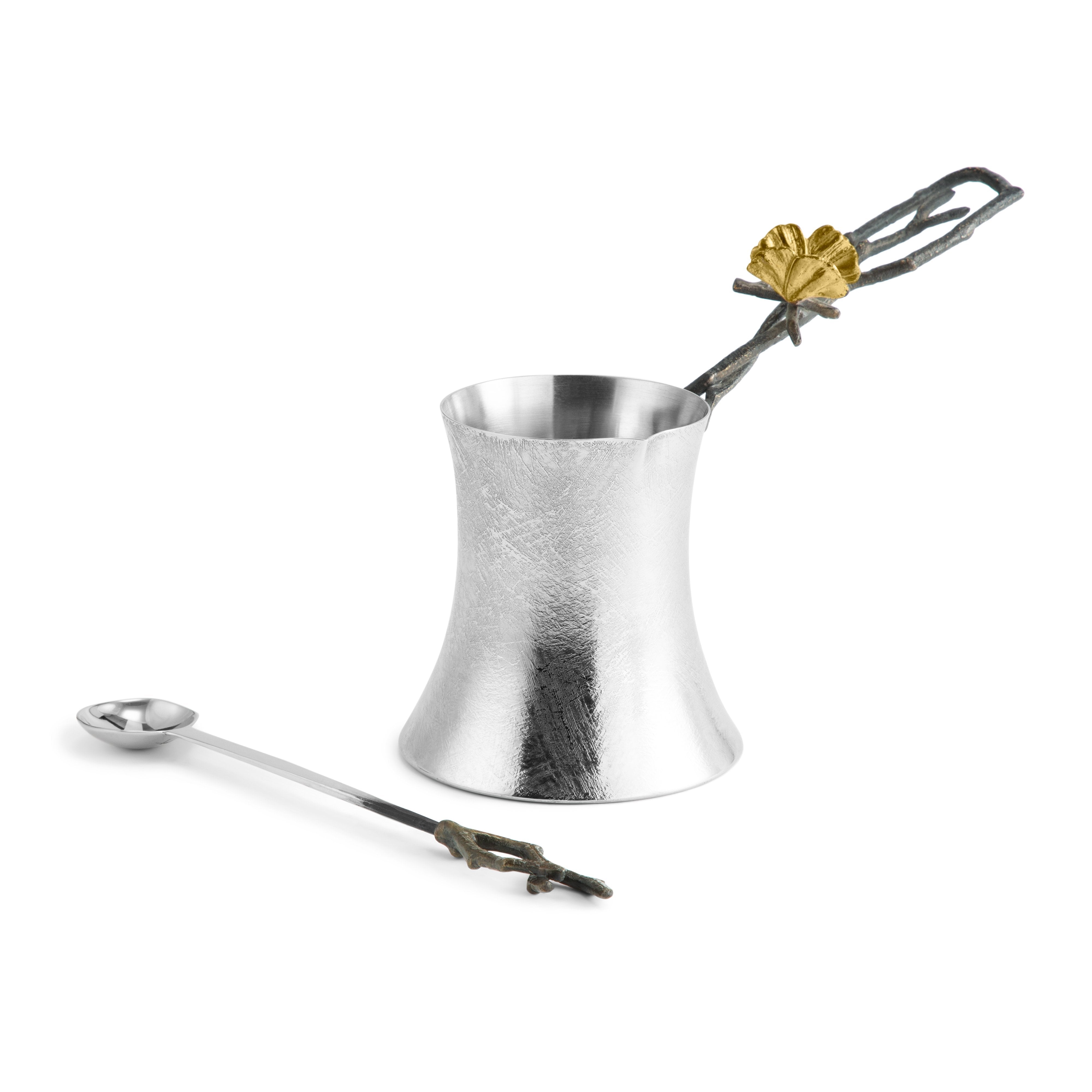 Elegant Butterfly Ginkgo Leaf Design Coffee Pot with Spoon - Perfect for Home Brewing, Tea Time & Gift Giving