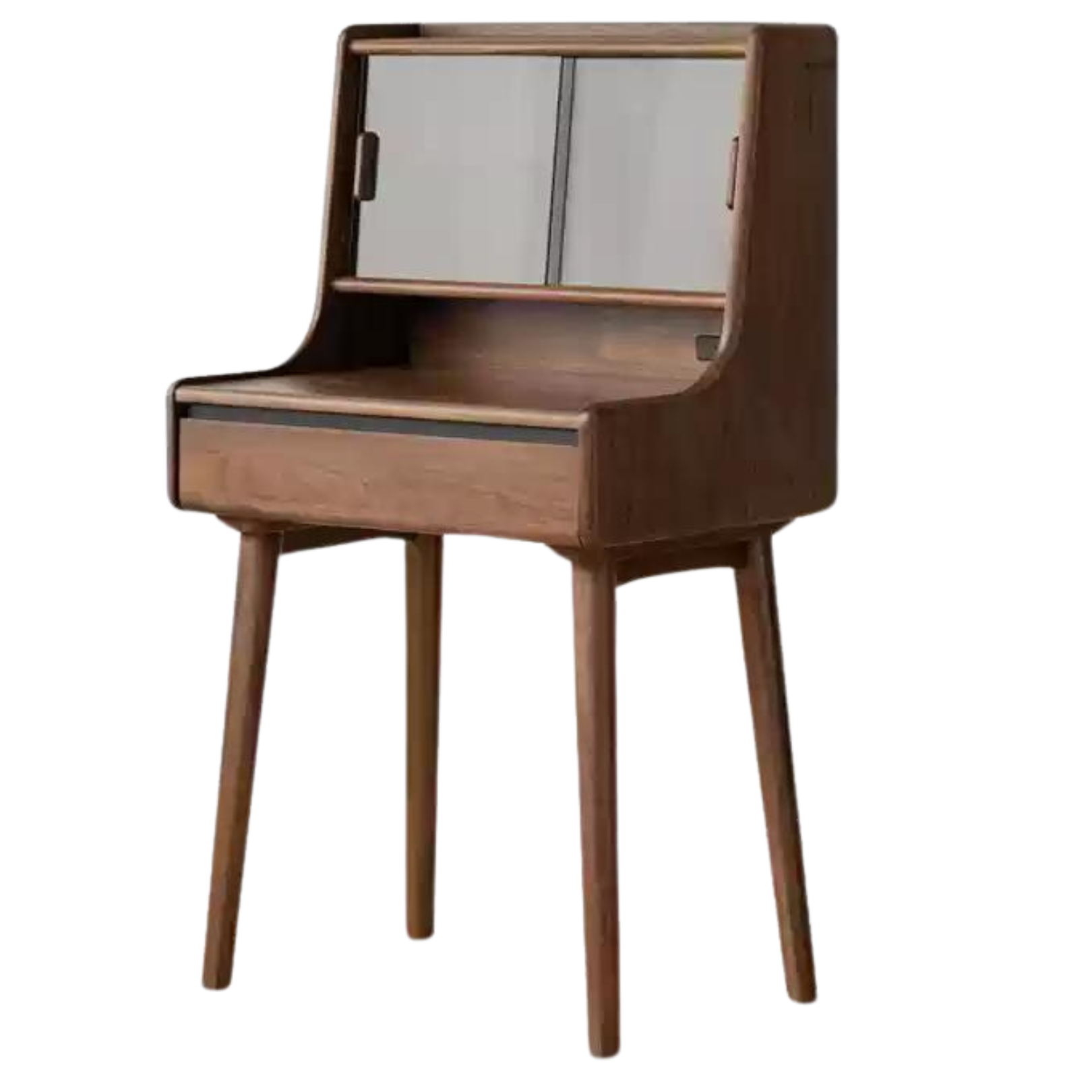 Black Walnut Solid Wood Lighted Vanity Dressing Table with Mirror - Elegant Makeup Desk for Bedroom, Bathroom, or Boudoir