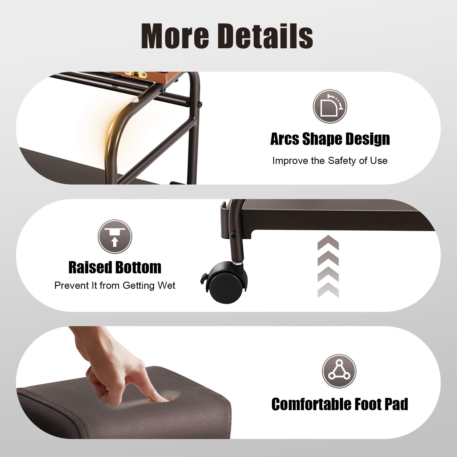 **CNCEST Portable Pedicure Chair for Salon & Spa - Adjustable Nail & Foot Bath Trolley with Massage Table & Footrest Stand - Perfect for Manicure, Pedicure & Relaxation (Coffee Brown)**    *(Ideal for professional salons, home spas, and mobile nail technicians - enhances comfort and convenience during treatments.)*