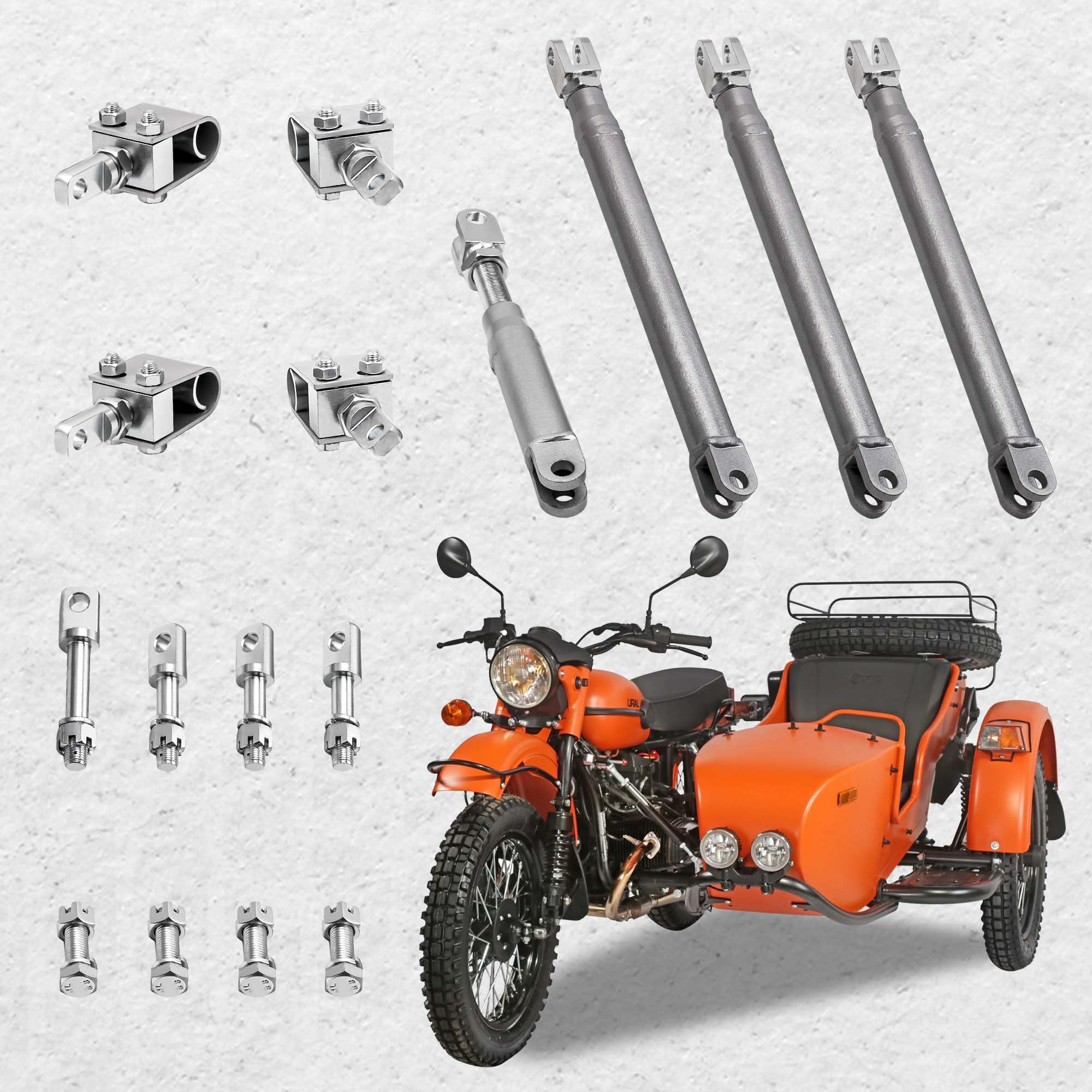 Universal Sidecar U-Clamp Frame Mount Struts Kit for Harley - Heavy Duty Motorcycle Sidecar Installation Accessories | Perfect for Touring, Custom Builds & Adventure Riding