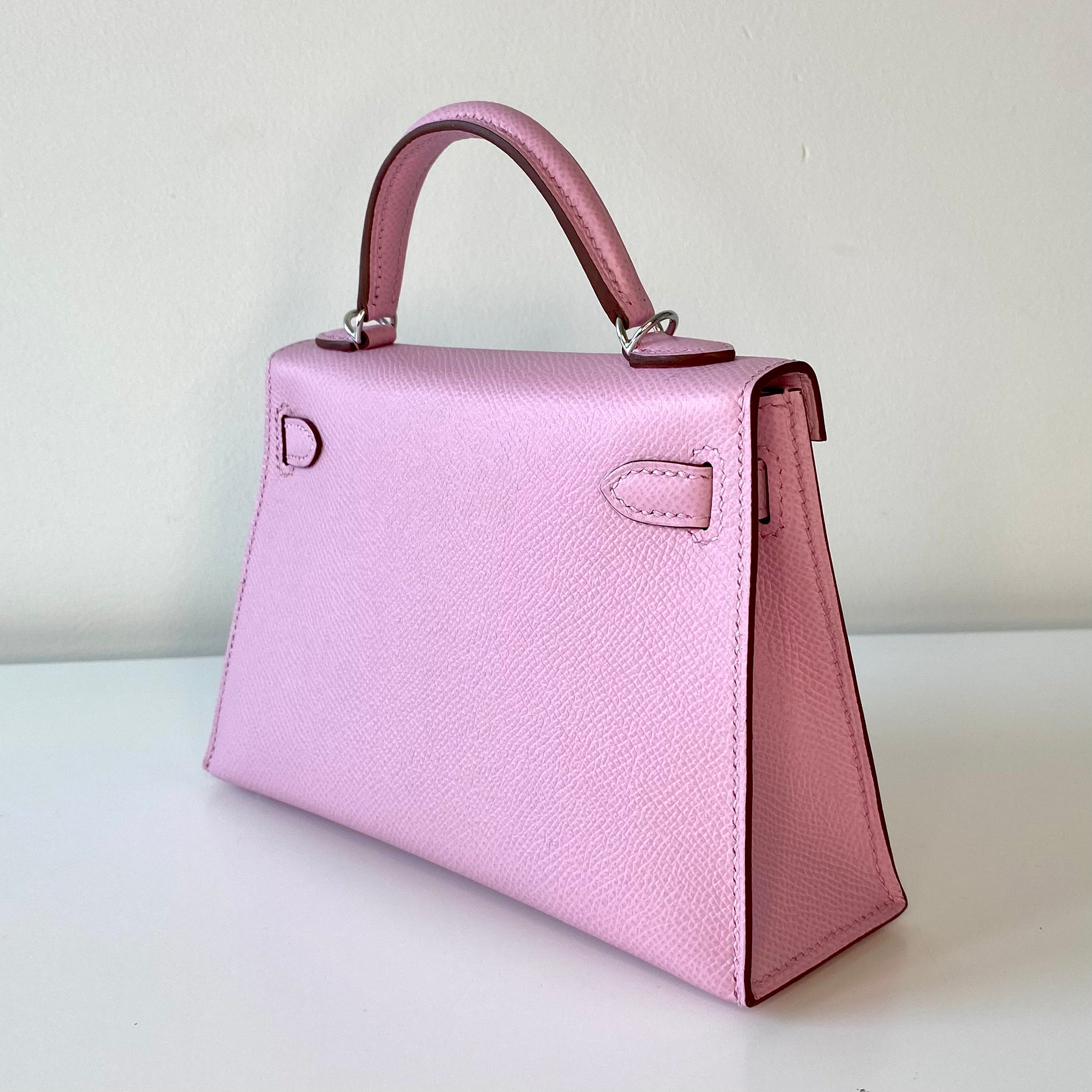 Authentic Hermès Kelly 20 Bag in Mauve Sylvester Epsom Leather with Palladium Hardware - Luxury Handbag for Women, Perfect for Work, Parties & Special Occasions