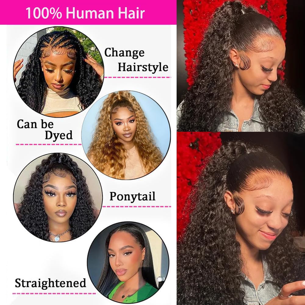 30 Inch 13x6 HD Transparent Lace Front Wig - 180% Density Deep Wave Human Hair Wig with Pre-Plucked Hairline & Baby Hair for Natural Look | Perfect for Daily Wear, Cosplay, and Special Occasions