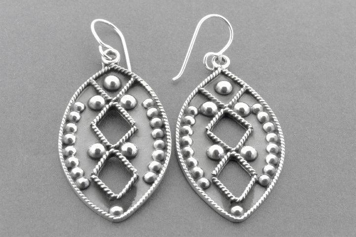 Handmade Sterling Silver Almond Tribal Earrings – Boho Chic Jewelry for Women – Perfect for Festivals, Parties & Everyday Wear
