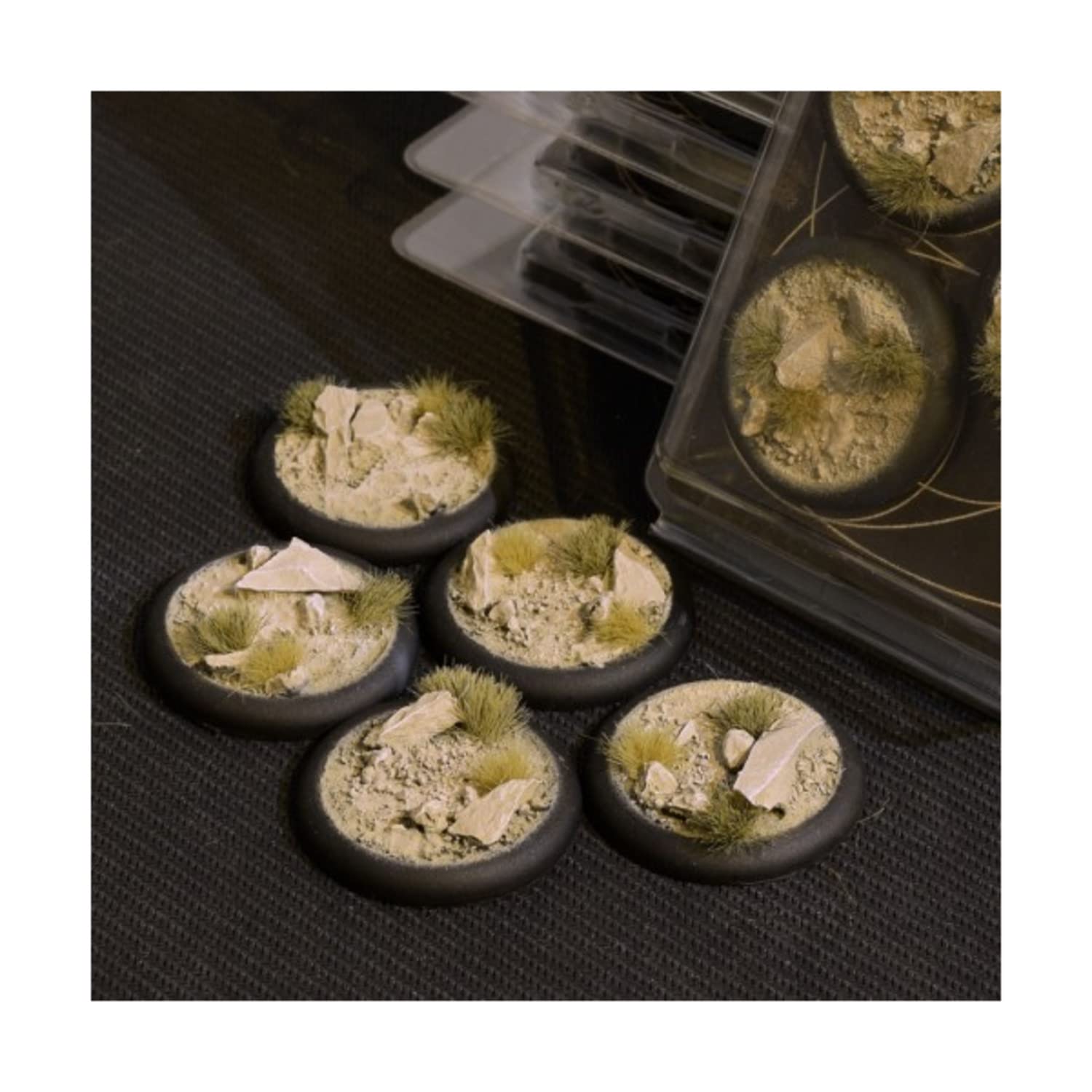 40mm Round Lip Arid Steppe Bases - Perfect for Miniature Wargaming & Tabletop Terrain Scenes