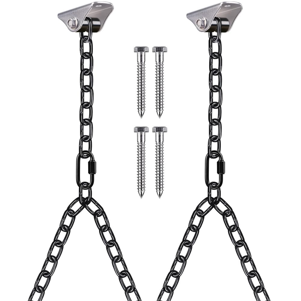 Heavy Duty Porch Swing Chain Kit with Silent Hangers - 1000LB Capacity Rustproof Hammock Chair Hardware for Indoor/Outdoor Use - Perfect for Hanging Chairs, Punching Bags, Tree Swings & Backyard Relaxation - Easy Installation 81