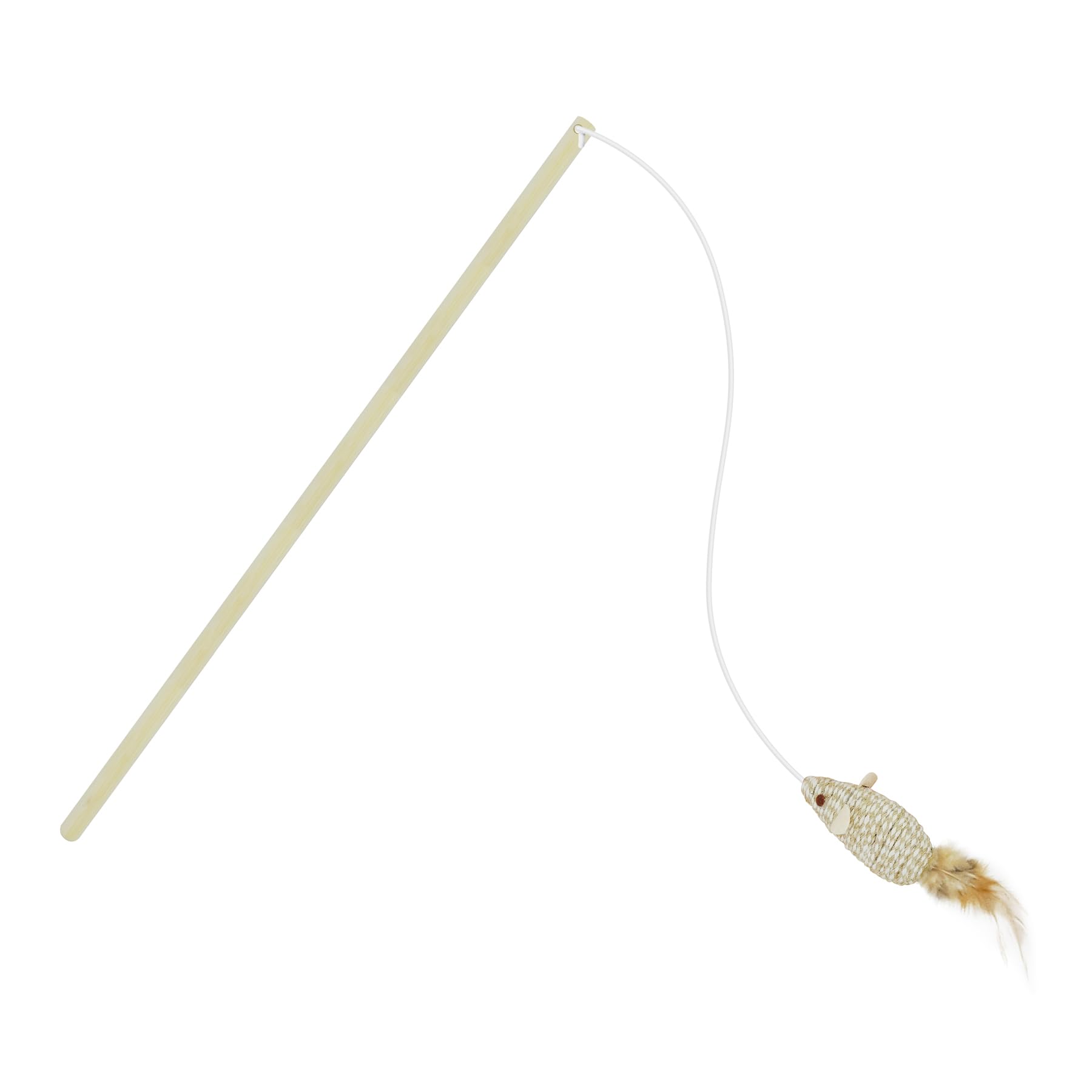 Natural Wood Cat Wand Toy with Feather Mice - Interactive Kitten Toy for Indoor Cats to Play, Chase & Exercise - Perfect for Playtime & Bonding with Your Feline Friend