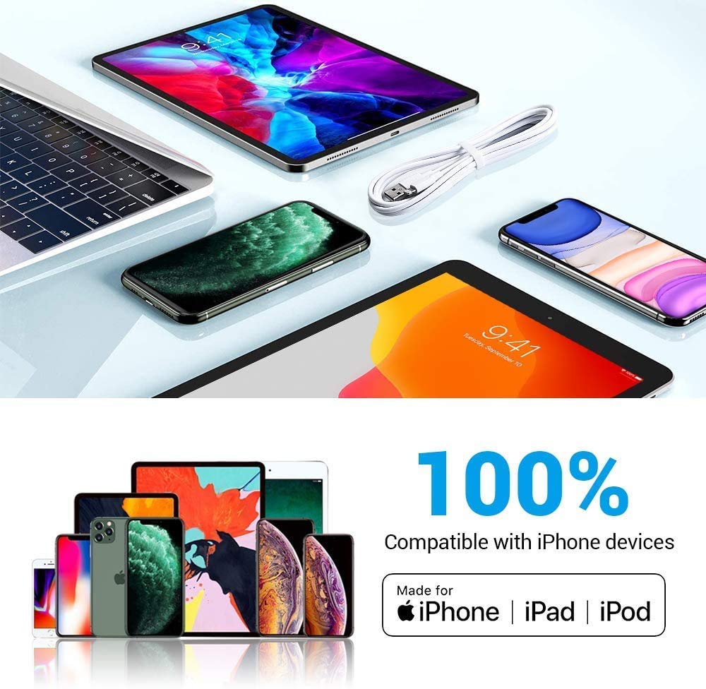iLIKABLE 3-Pack 6ft MFi Certified Lightning Cable - Fast Charging USB to Lightning Cable for iPhone 15/14/13/12/11 Pro Max/XS/X/XR/8/7/6s/6/SE, iPad & AirPods - Durable Charging Cord for Home, Office & Travel
