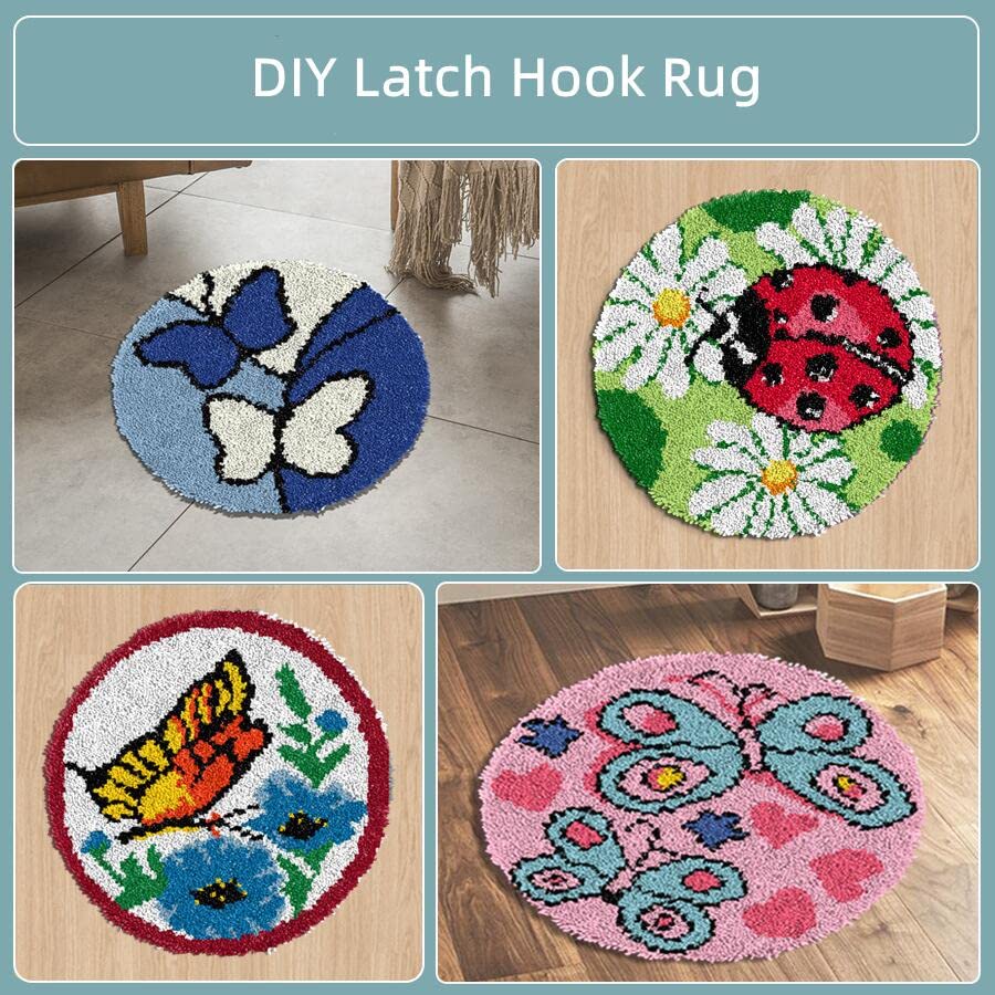 Beagle Dog DIY Latch Hook Kit - Round Pre-Printed Rug Crochet Yarn Embroidery Needlework Set (52x52cm) for Home Decor, Sofa Cushion Cover & Christmas Decoration | Perfect for Craft Lovers & Pet Owners