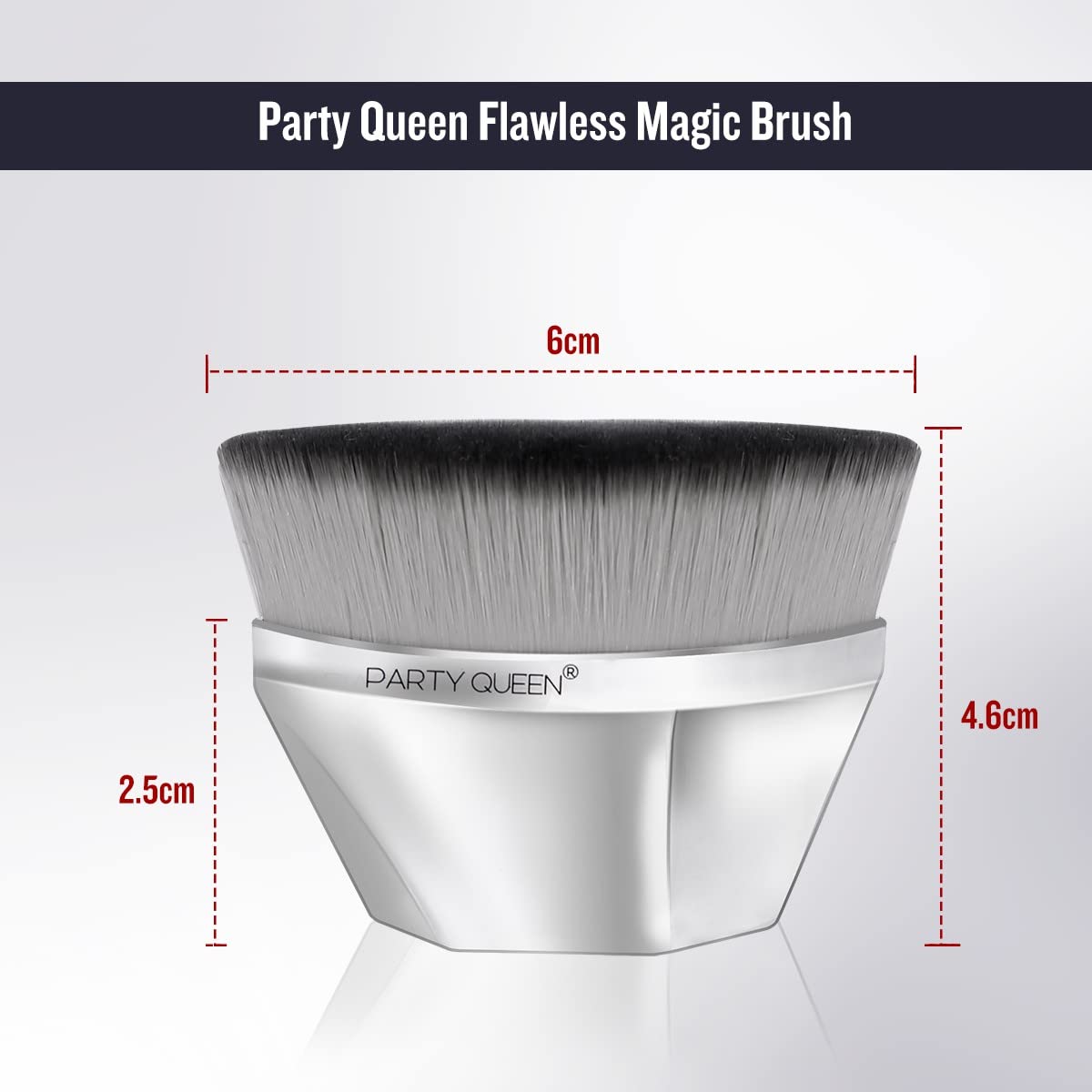 Professional Party Queen Foundation Makeup Brush Set - Flawless Kabuki Face Brush for Powder, Liquid & Cream Cosmetics | Includes Portable Travel Case | Perfect for Bridal, Photo Shoots & Daily Makeup (Silver)