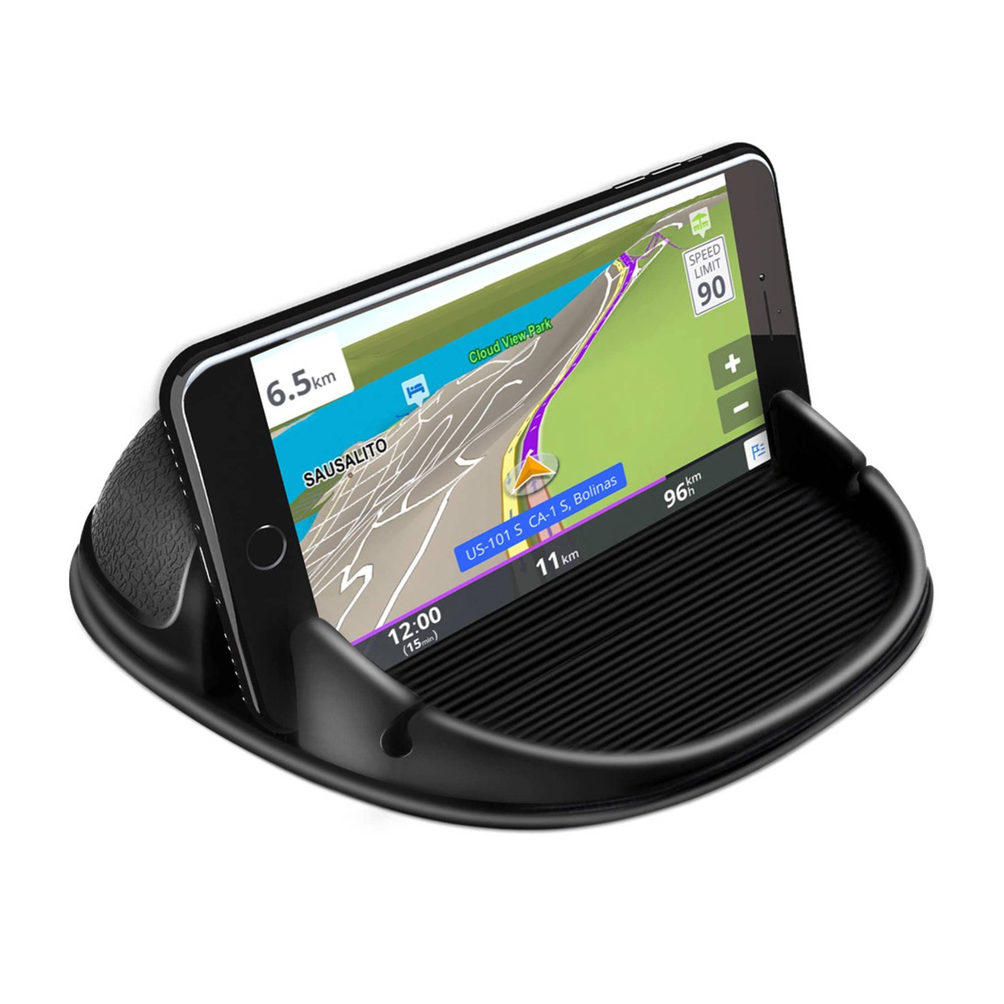 Loncaster Universal Car Phone Holder - Non-Slip Silicone Dashboard Phone Mount for iPhone, Samsung & Android - Secure Phone Stand for Car, Desk & Travel - Perfect for Commuting, Road Trips & GPS Navigation (Black)