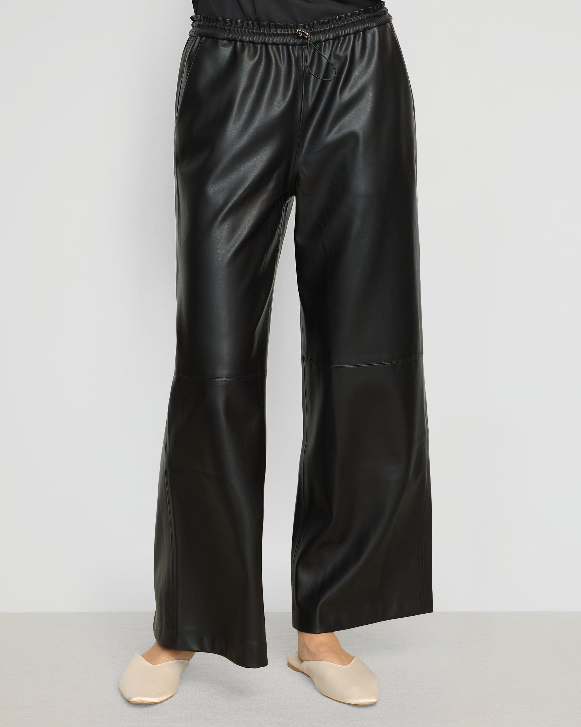 Lianne Vegan Leather Drawstring Pants for Women - Stylish & Comfortable Lounge Pants for Casual Wear, Yoga, and Travel