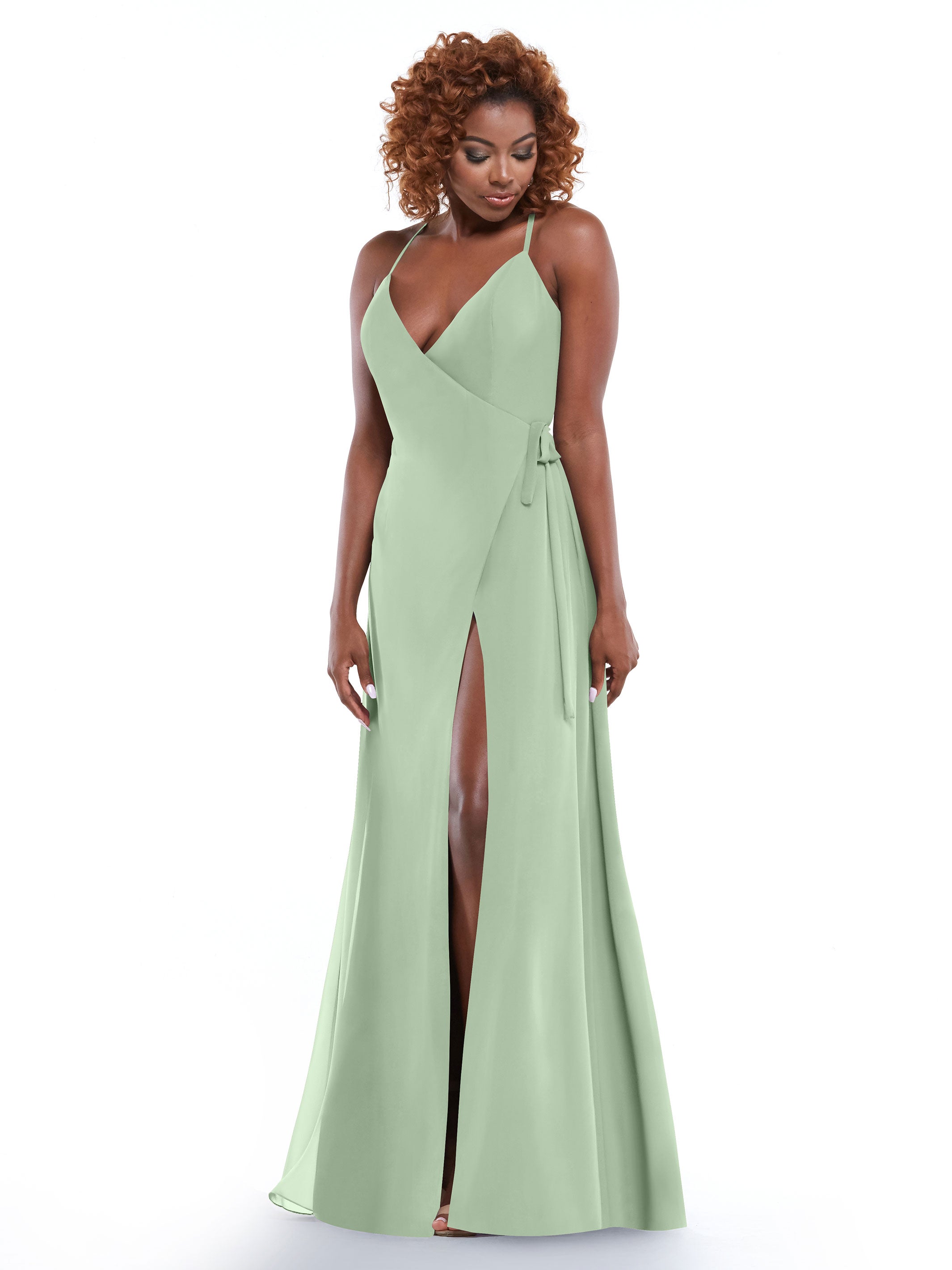 Elegant 80171 Sheath Chiffon Bridesmaid Dress with Adjustable Self-Tie Waist Sash - Perfect for Weddings, Formal Events & Special Occasions