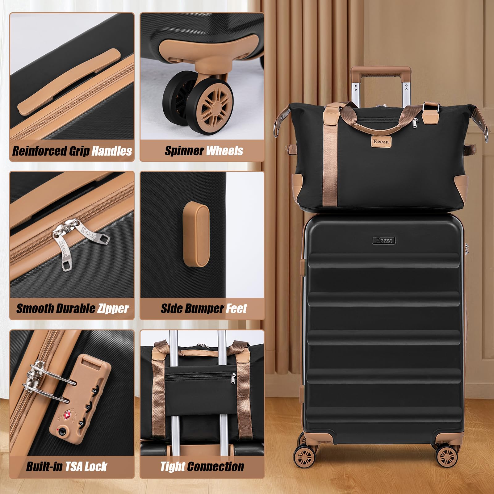5-Piece ABS Hard Shell Luggage Set with Spinner Wheels & TSA Lock - 20/24/28 Inch Carry-On Suitcases for Travel, Business Trips & Family Vacations