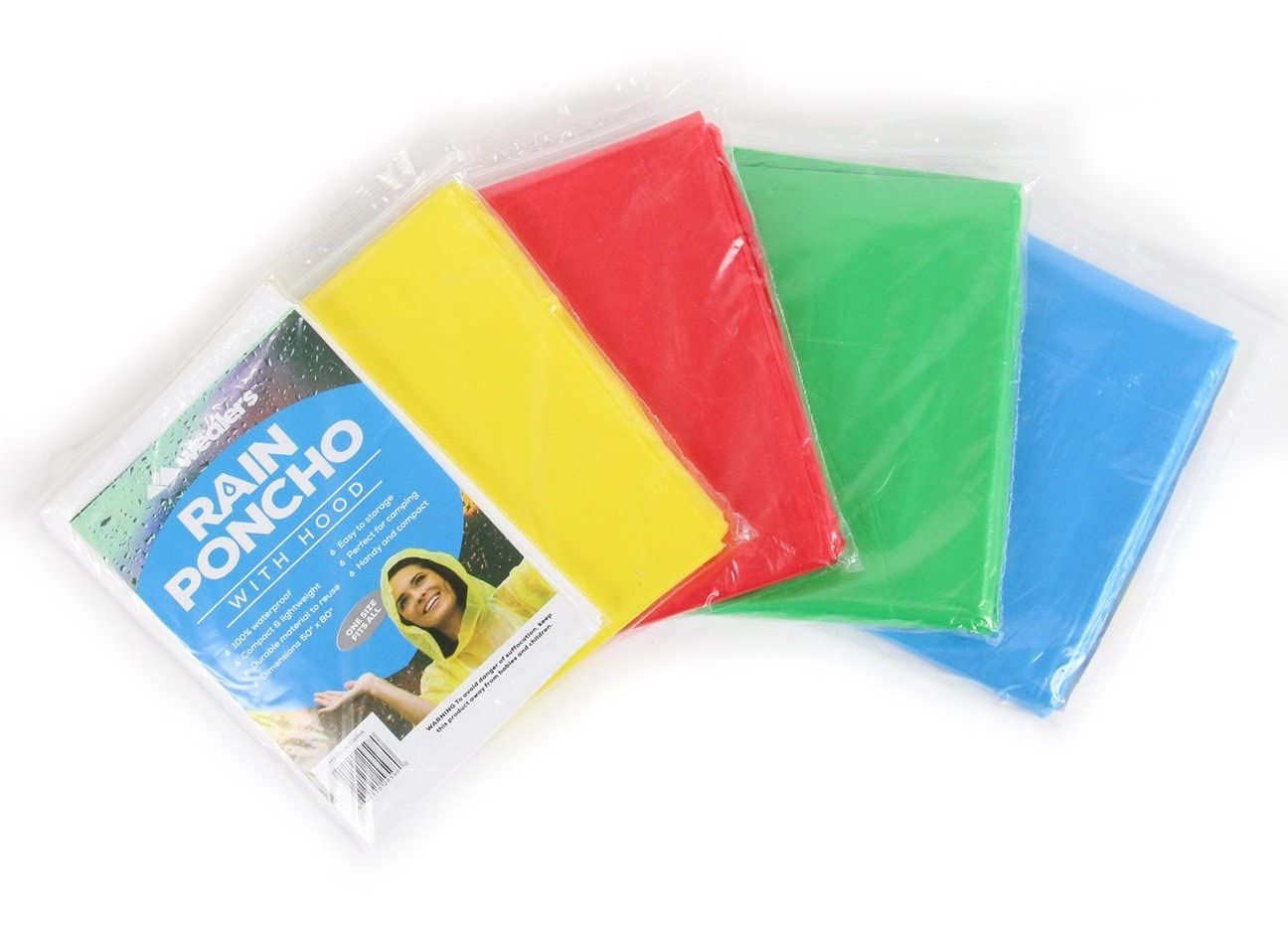 **Waterproof Disposable Rain Ponchos for Adults & Teens - Bulk Pack Emergency Raincoats for Outdoor Activities, Parks, Hiking & Travel - Multi Colors**