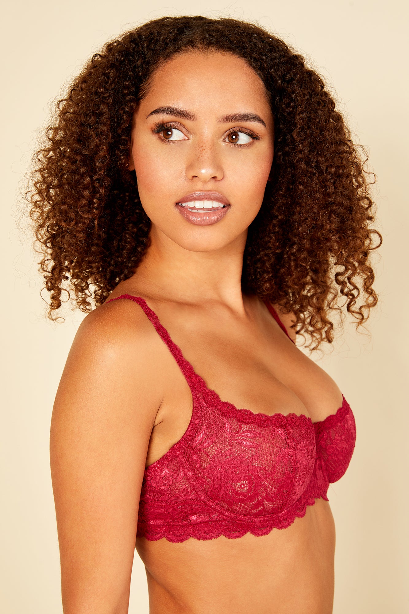 Never Say Never Balconette Bra Deep Ruby - Sexy Lace Underwire Push Up Bra for Women - Perfect for Date Night & Special Occasions