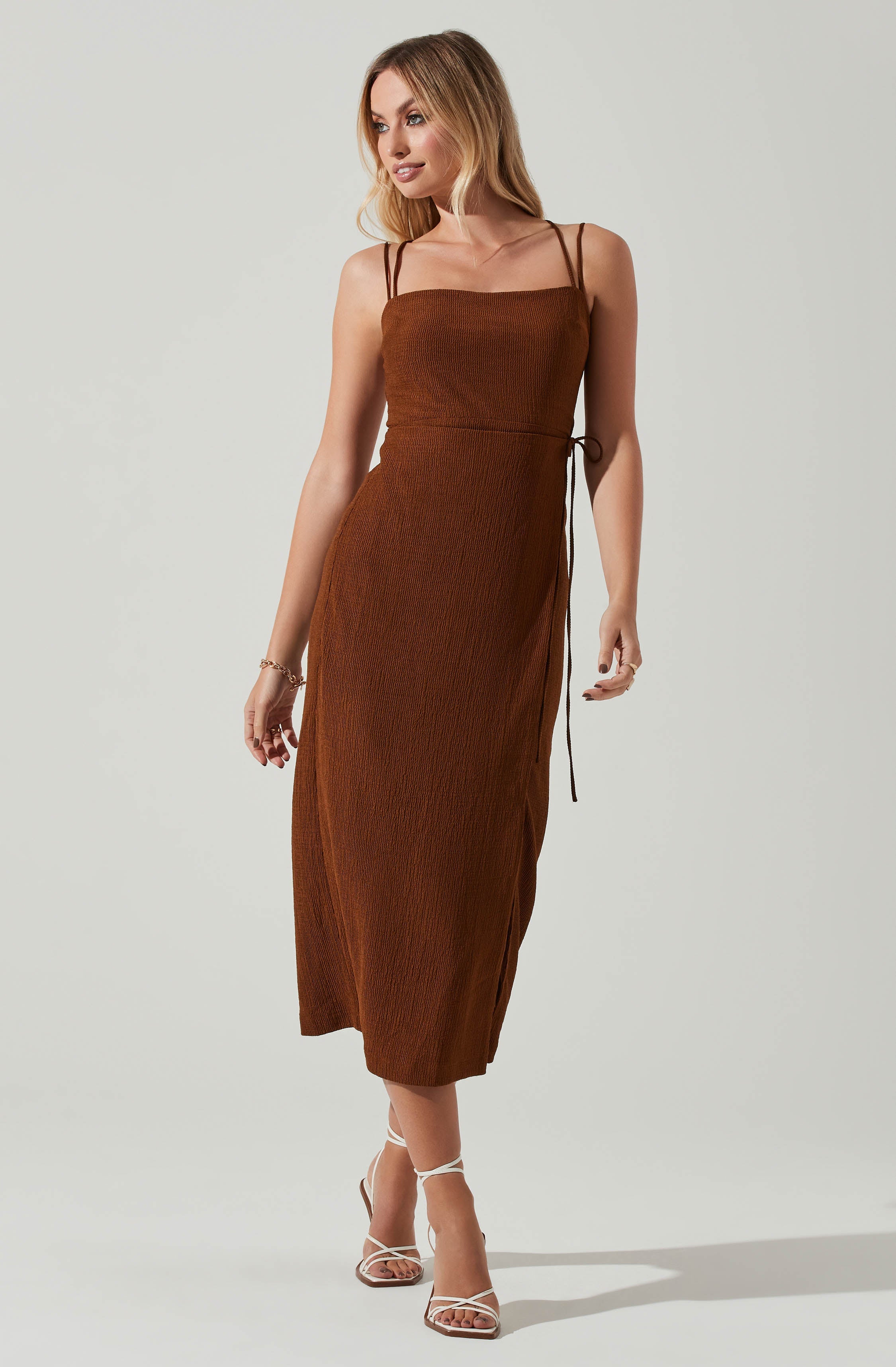 Brinda Wrap Midi Dress for Women - Flattering V-Neck Summer Dress with Belt - Perfect for Beach Vacation, Date Night & Office Wear
