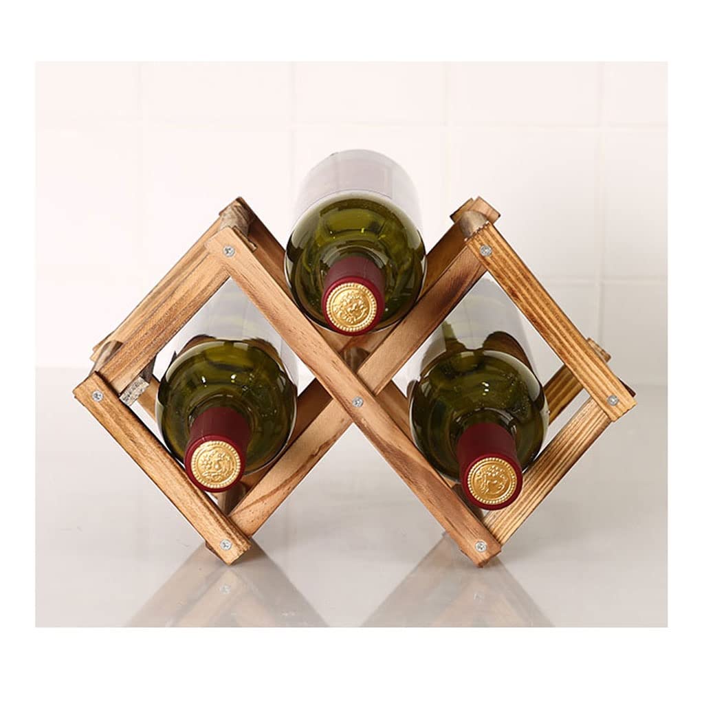 Premium 3-Bottle Wooden Wine Rack - Wall Mounted Folding Red Wine Display Shelf for Kitchen, Bar & Dining Room Storage | Space-Saving Drink Bottle Holder