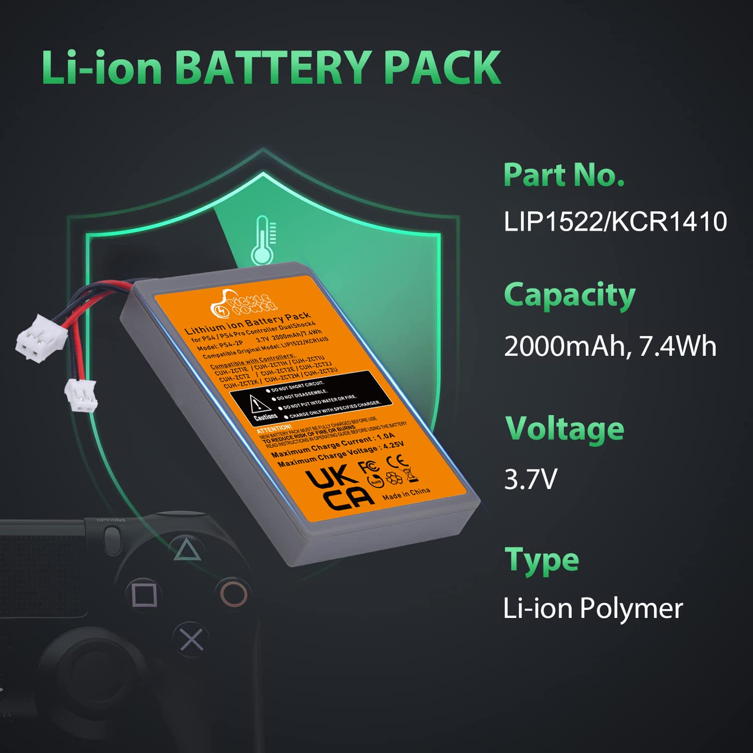 Original PS4/PS4 Pro Battery Replacement for Sony DualShock 4 V1 V2 Controller - Compatible with CUH-ZCT2/CUH-ZCT2E/CUH-ZCT1E/CUH-ZCT1U - Perfect for Gaming, Streaming & Long Play Sessions
