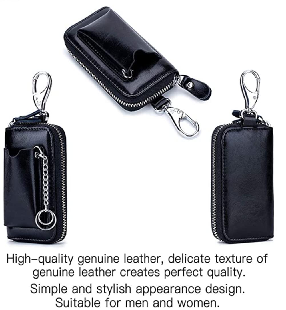 Genuine Leather Car Key Wallet for Women & Men - Key Holder Organizer with Card Slots - Perfect for Travel, Work & Everyday Use