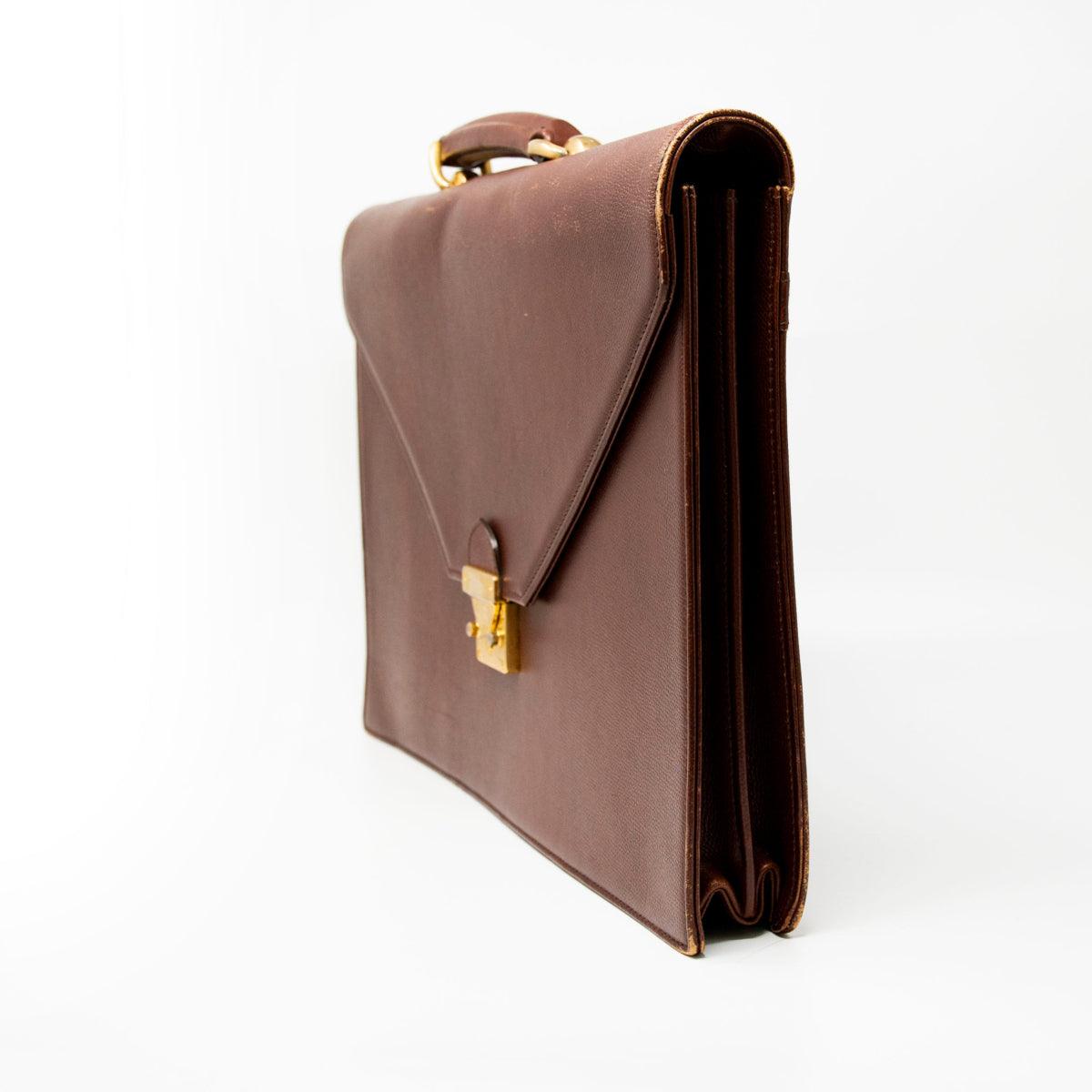 Saint Laurent Vintage Brown Leather Briefcase for Men - Stylish & Durable Office Bag for Business Professionals & Travel