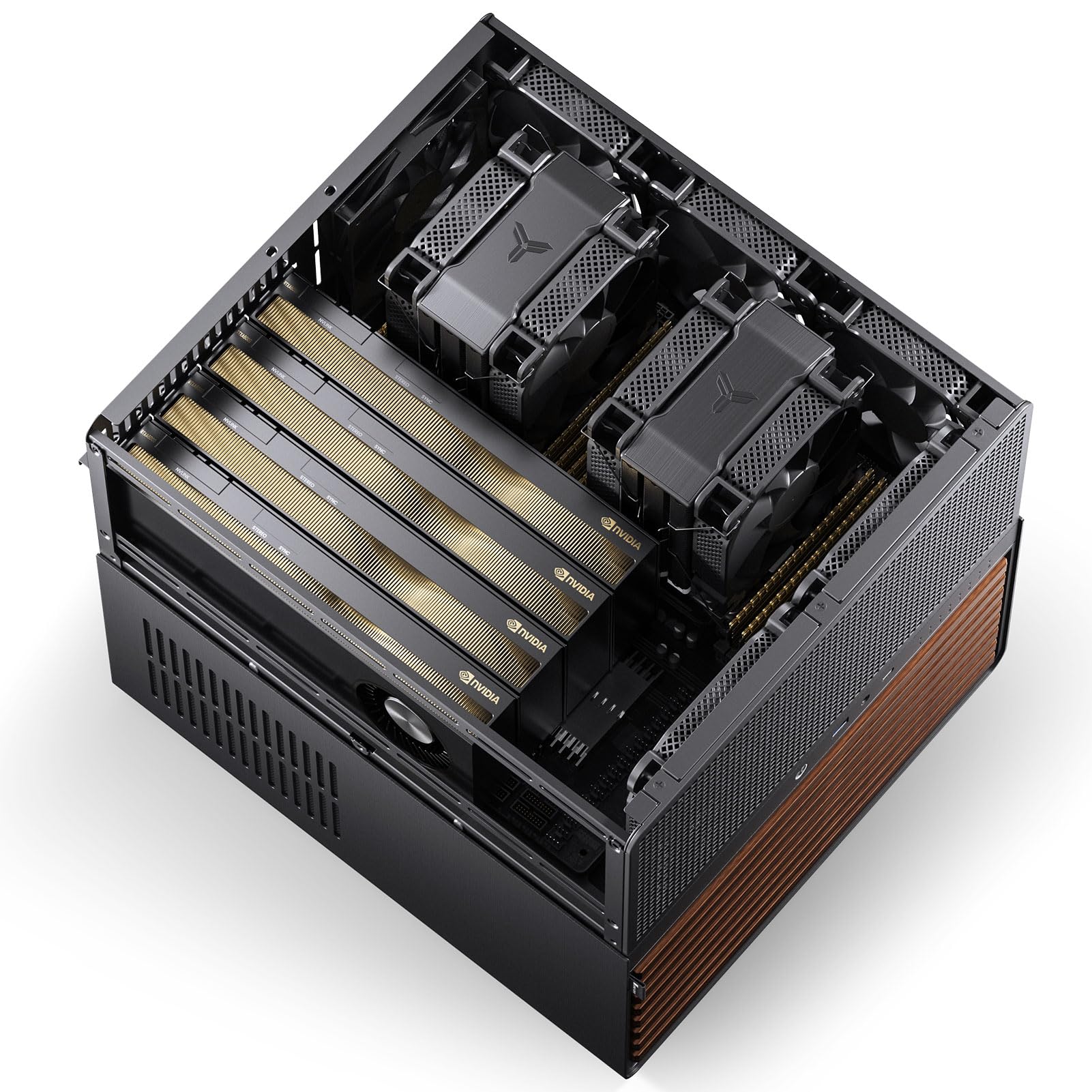 JONSBO N5 NAS PC Case - E-ATX Computer Chassis with 12HDD & 4SSD Bays, Supports 4 GPUs, 330mm E-ATX Motherboard, ATX PSU, 3 Built-in Fans, 8 PCI Slots & Solid Wood Veneer - Perfect for Home Servers, Gaming Rigs, and Workstation Builds
