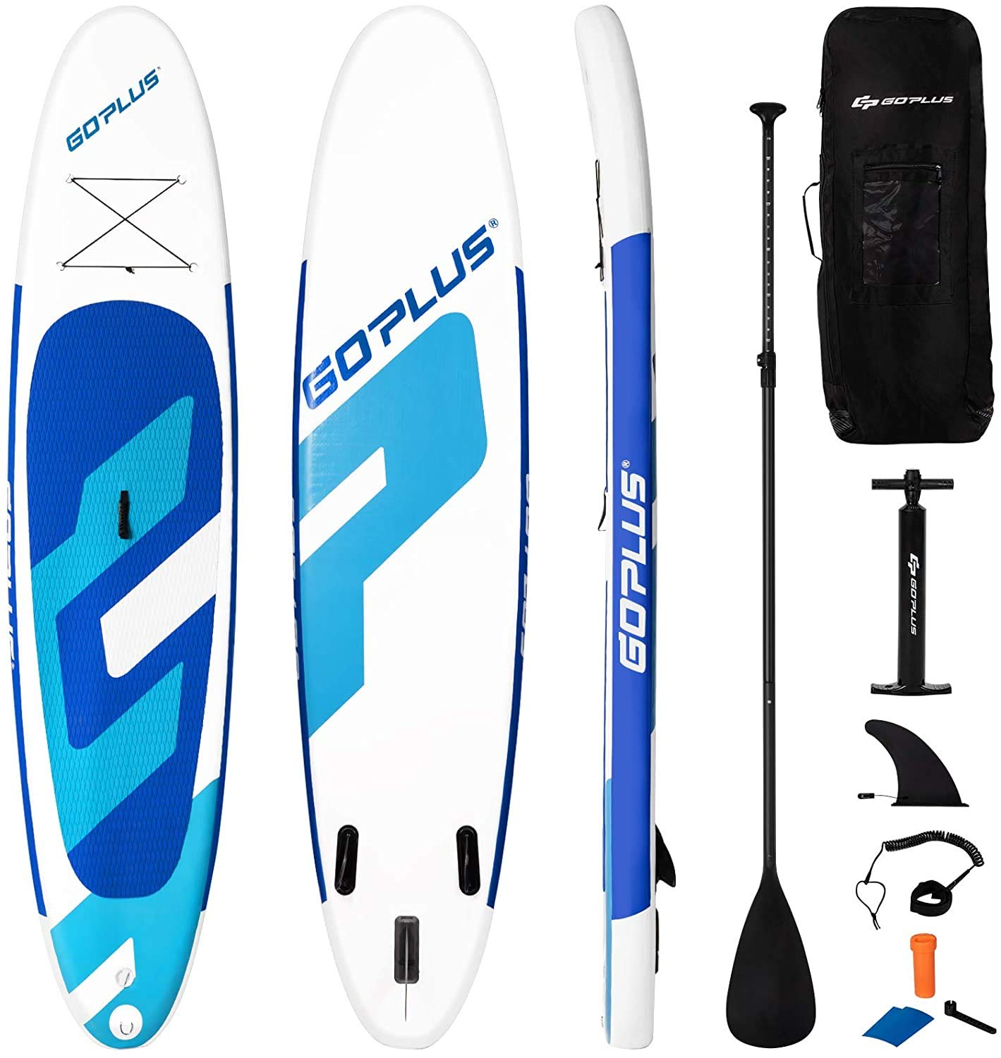Goplus Inflatable Stand Up Paddle Board (10FT/10.5FT/11FT) - Premium SUP with Complete Accessory Pack Including Adjustable Paddle, Carry Bag, Bottom Fin, Hand Pump, Leash & Repair Kit - Perfect for Ocean, Lake & River Paddling Adventures