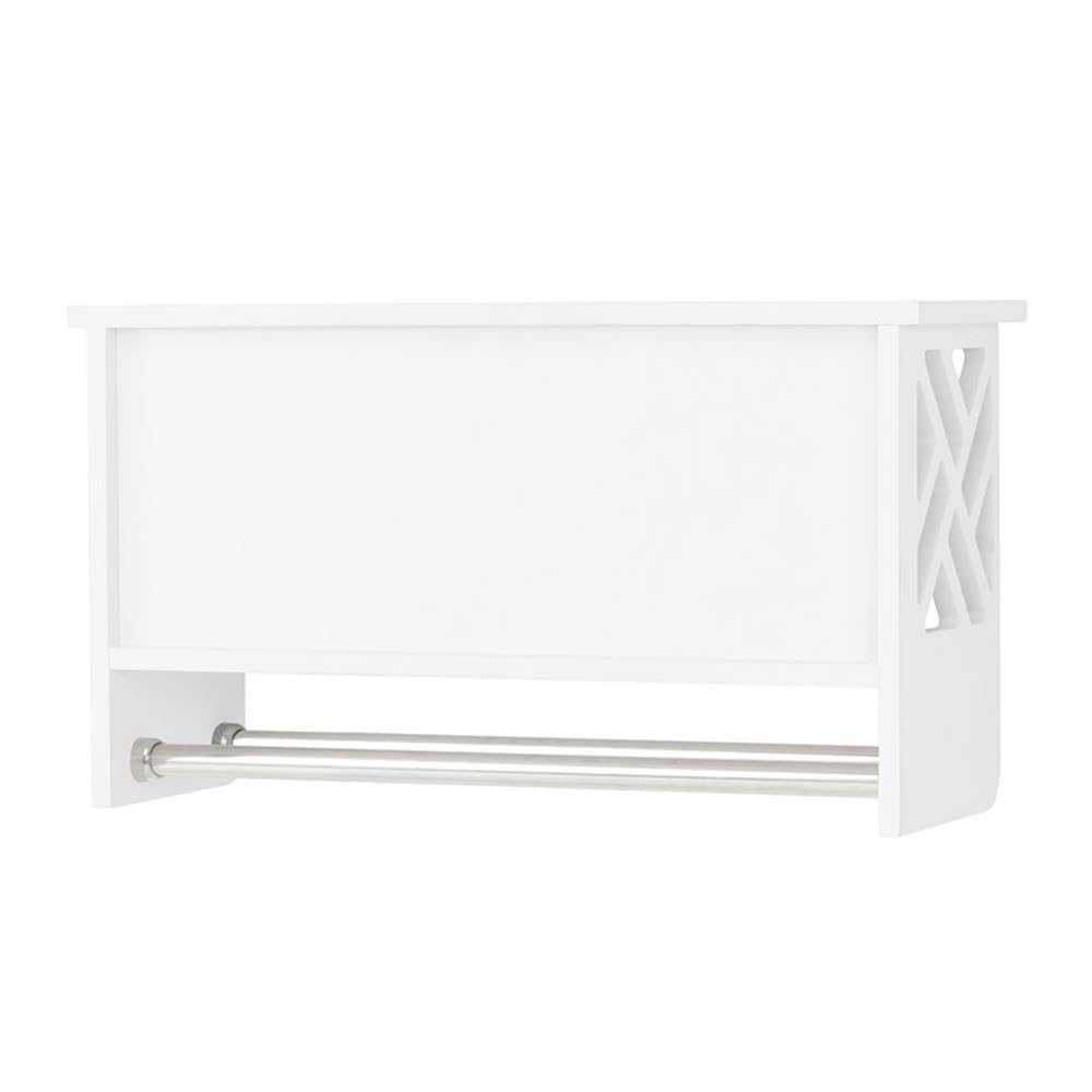 Alaterre Coventry Over Toilet Storage Shelf with 2 Towel Rods - White Wood Bathroom Organizer for Toiletries & Towels - Space Saving Open Shelf Design - Perfect for Small Bathrooms & Apartment Living