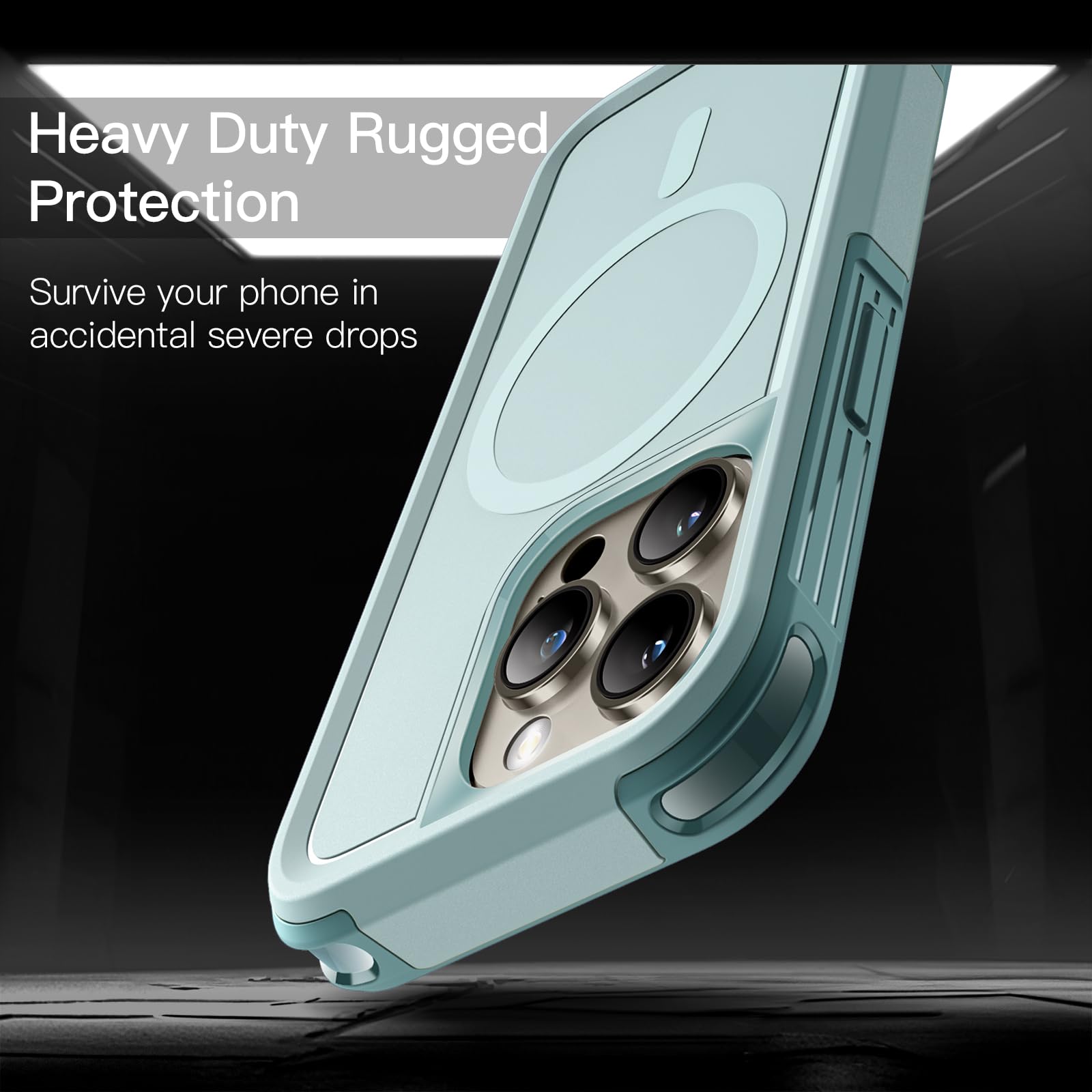 JETech iPhone 15 Pro 6.1-Inch Case with MagSafe | Heavy Duty Dual-Layer Rugged Protection | Shockproof Magnetic Cover (Mint Green) | Perfect for Outdoor Adventures & Daily Protection
