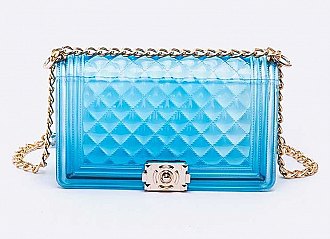Blue Diamond Clear Jelly Purse - Trendy Transparent Handbag for Women, Girls | Perfect for Beach, Pool Party, Summer Outfits & Everyday Use