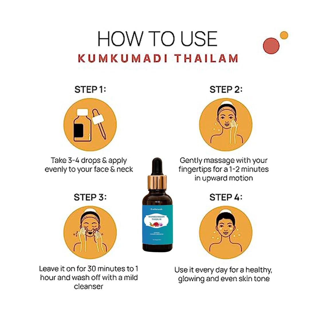 EvaNaturals Kumkumadi Tailam - 30ml Ayurvedic Face Oil for Skin Whitening, Brightening, Anti-Aging & Texture Improvement | Natural Herbal Beauty Treatment for Glowing Skin | Perfect for Night Routine & Dry Skin Care