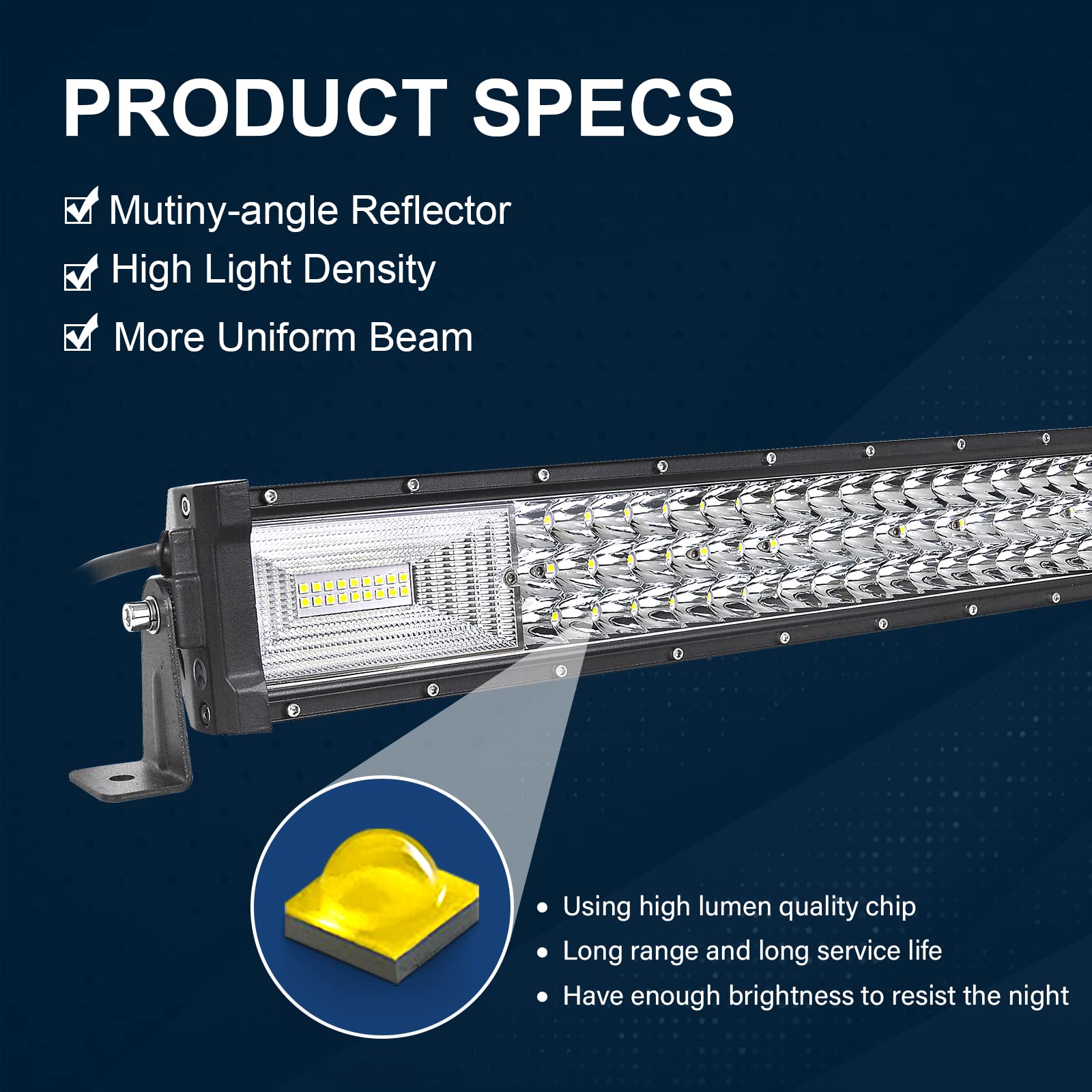 SKYWORLD 52 Inch 675W Slim Curved LED Light Bar - Spot Flood Combo Beam Off-Road Driving Lights with 12V Wiring Harness - Waterproof Fog Lamps for Cars, Trucks, ATV, UTV, Boats & Tractors - Perfect for Night Driving, Off-Road Adventures & Work Lighting