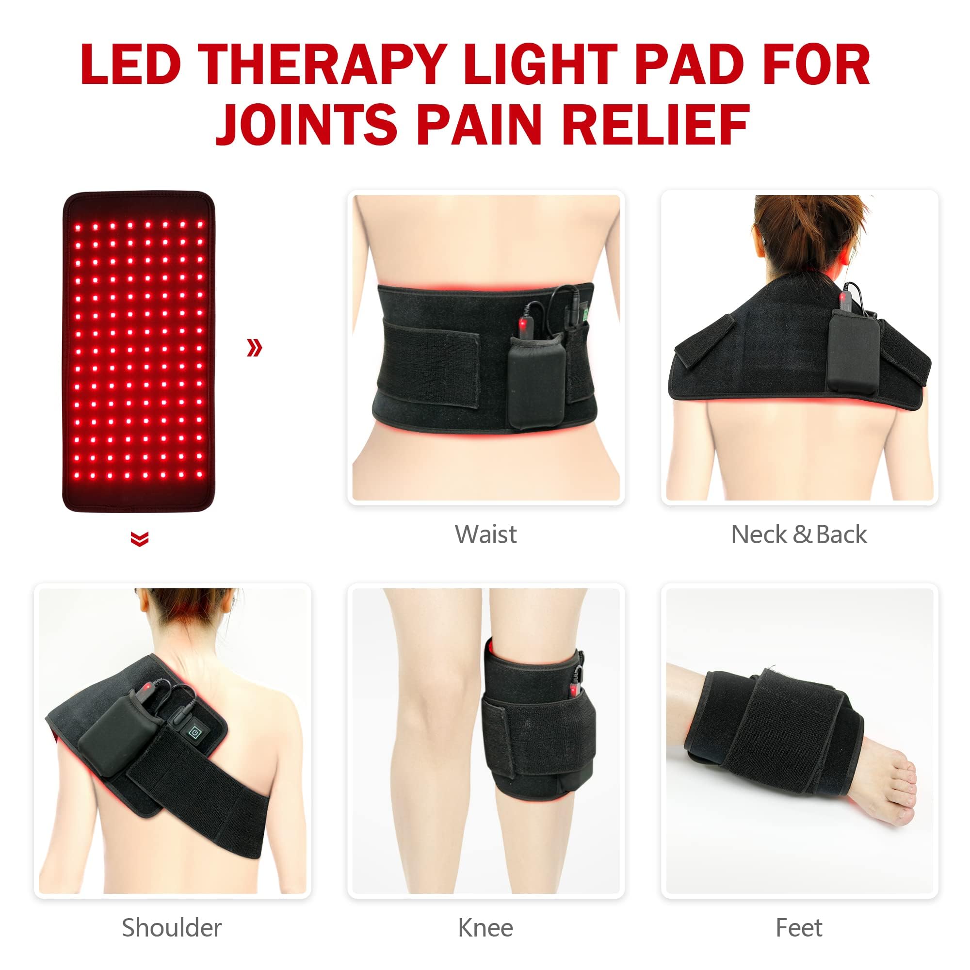 UTK Red Light Therapy Pad for Body Pain Relief - 660nm & 850nm LED Deep Therapy Belt with Timer, Wearable Wrap for Back & Shoulder Pain | Home Use, Muscle Recovery, Joint Pain Relief