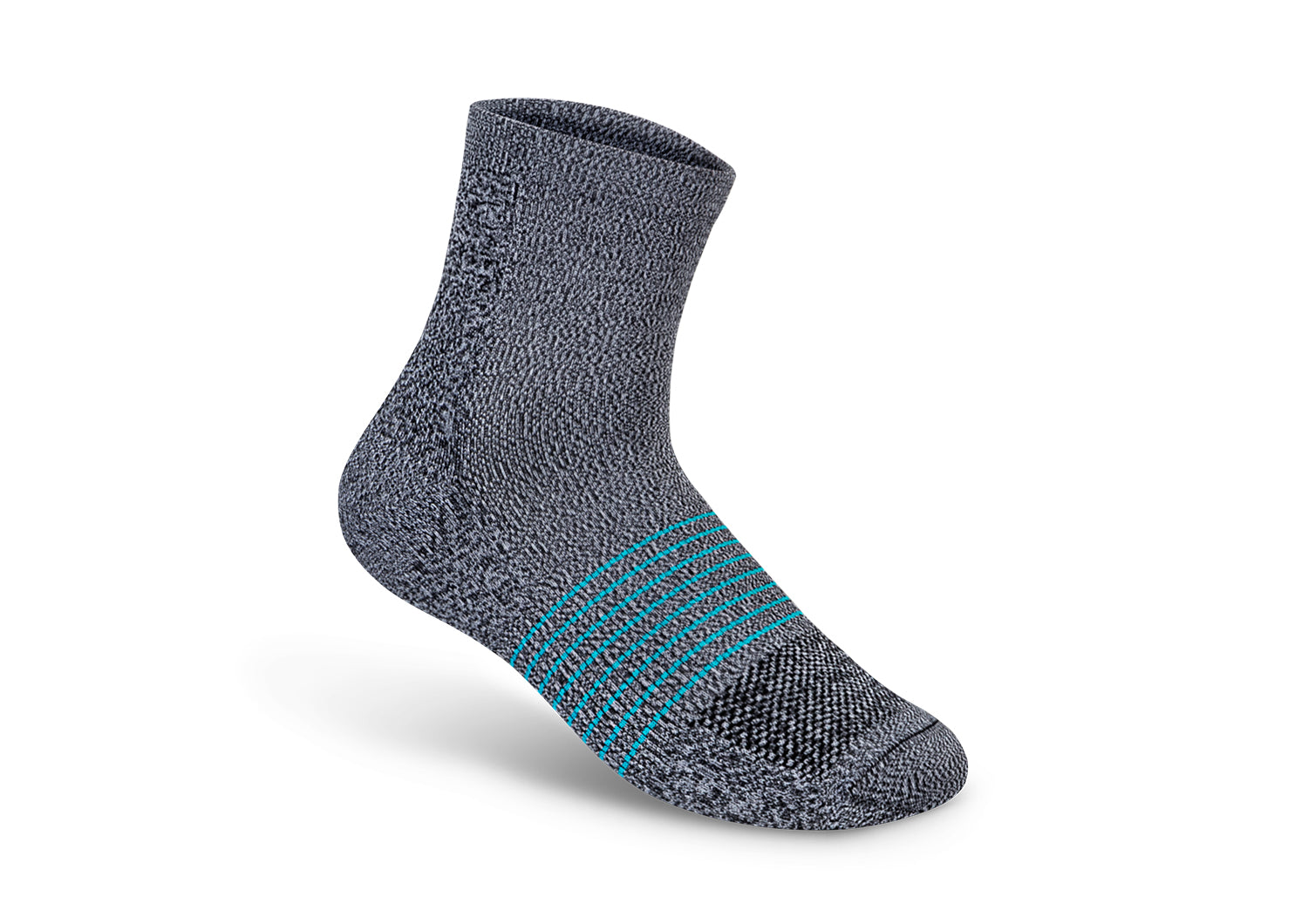 Compression Ankle Socks 15-20 mmHg for Women & Men - Gray/Teal Stripe - Medical Support for Running, Travel & Varicose Vein Relief