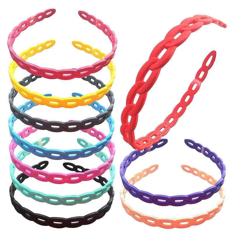 12pcs Non-Slip Plastic Headbands with Teeth for Women & Girls - 12mm Light Color Hair Hoops & Hairbands - Perfect for Sports, Work, and Everyday Styling