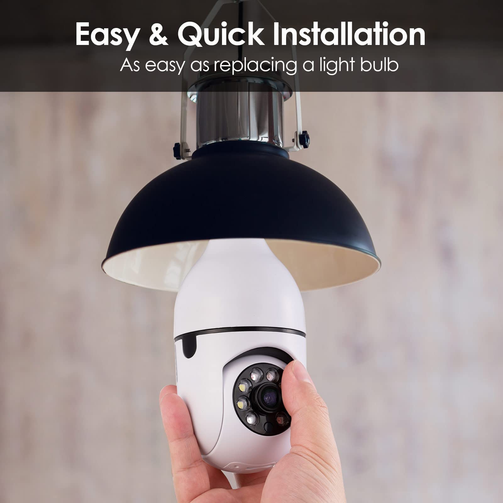 Smart Light Bulb Security Camera - 1080P HD Wireless WiFi E27 Bulb Camera with Night Vision & 2-Way Audio - Indoor/Outdoor Home Surveillance for Baby Monitor, Pet Camera & Security System