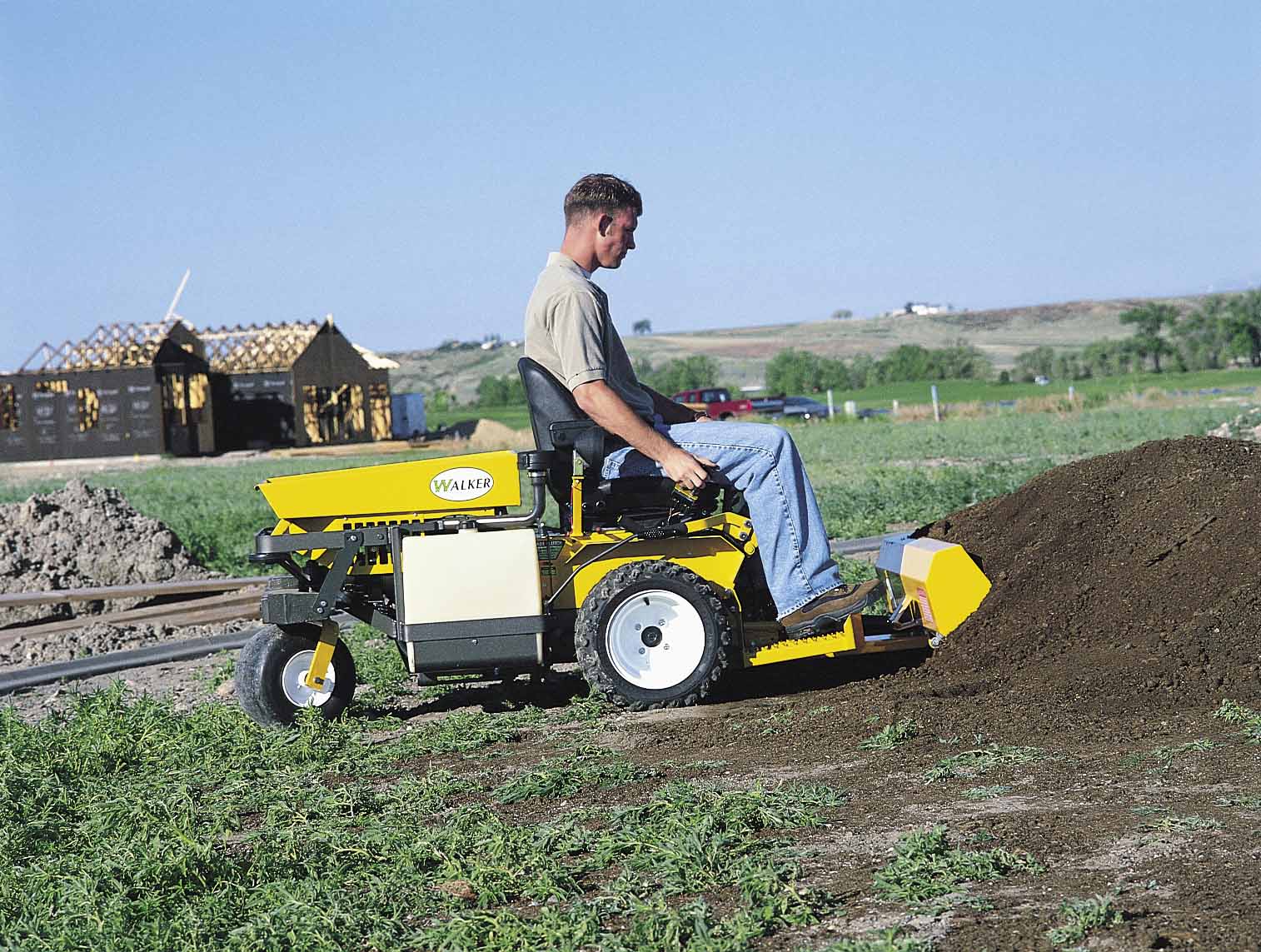 Walker Mower Loader Bucket Attachment - Heavy Duty Tractor Accessory for Landscaping & Yard Work - Perfect for Moving Dirt, Gravel & Debris