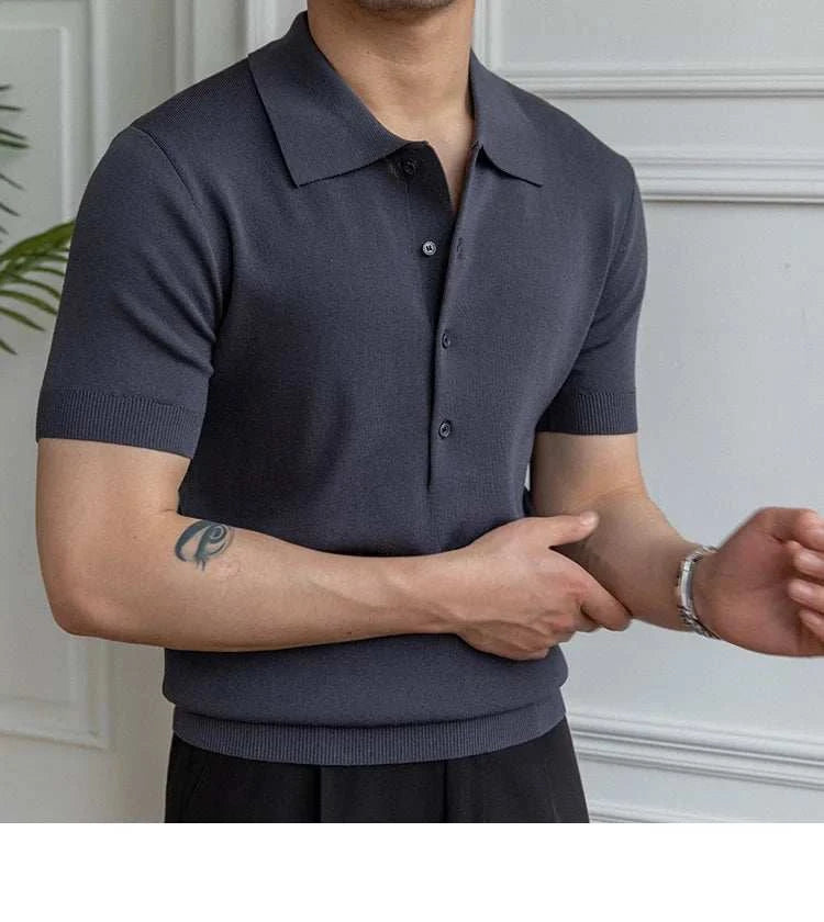 Premium British Polo Shirt for Men - Classic Casual Cotton Knit Top for Golf, Work & Everyday Wear