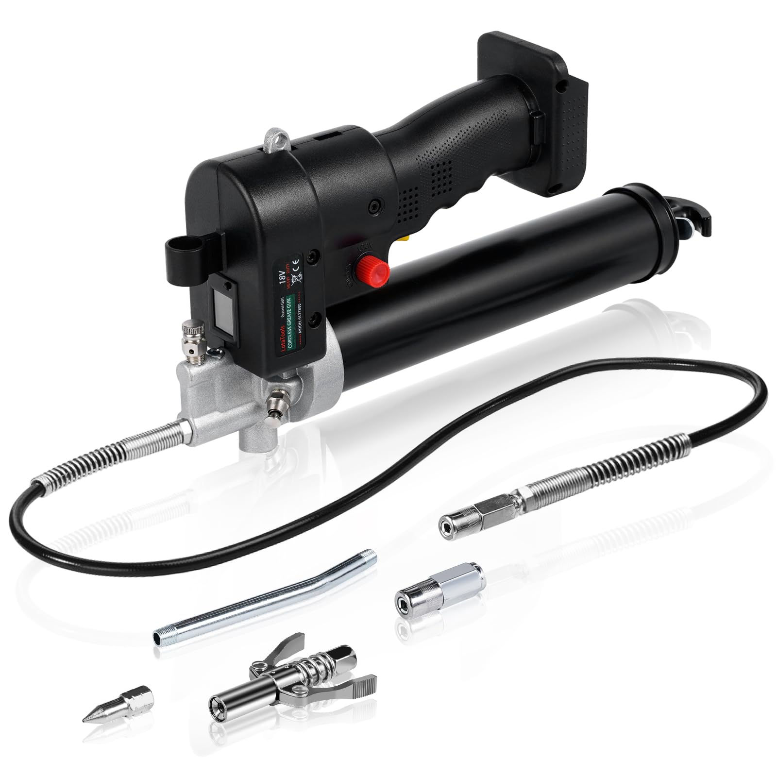 24V Cordless Electric Grease Gun - Battery Powered Heavy Duty Grease Gun with 47