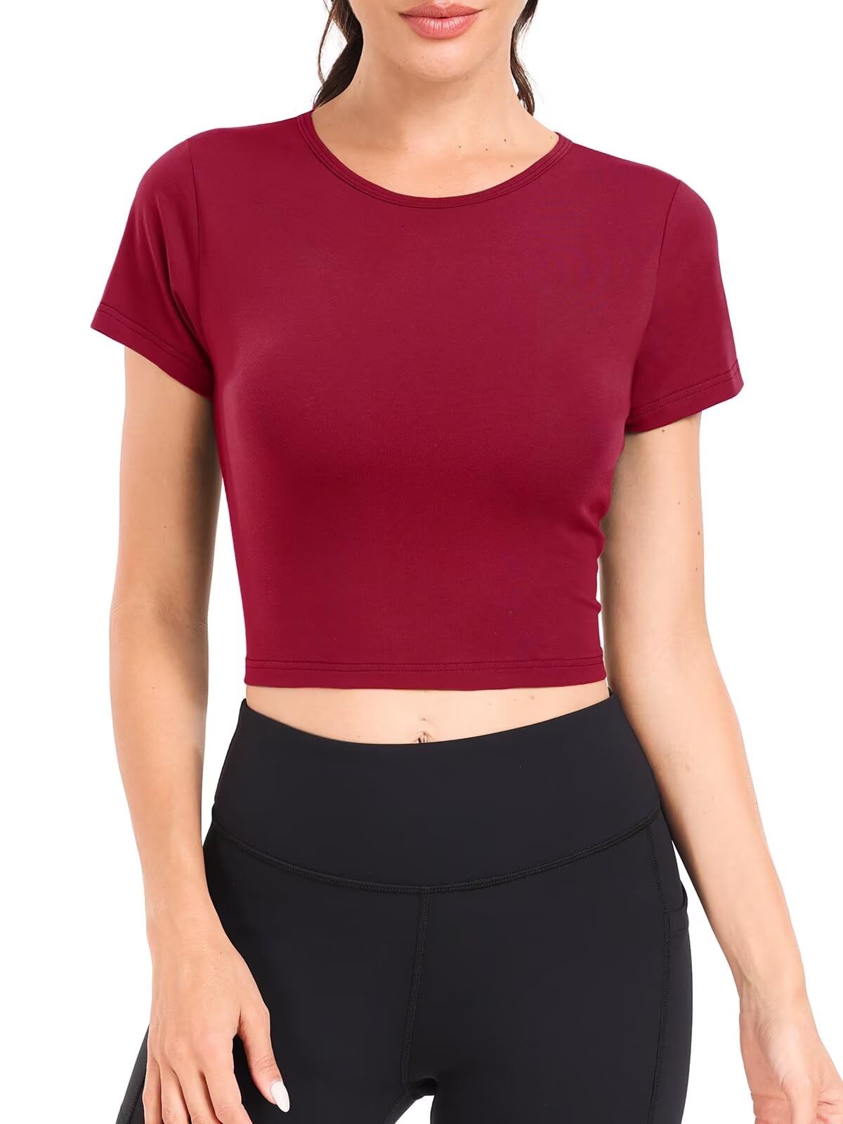Yeawinta 3 Pack Women's Crop Tops - Breathable Fitted Cotton Workout T-Shirts, Short Sleeve Cropped Tees for Yoga, Running & Gym | Trendy Casual Summer Outfits