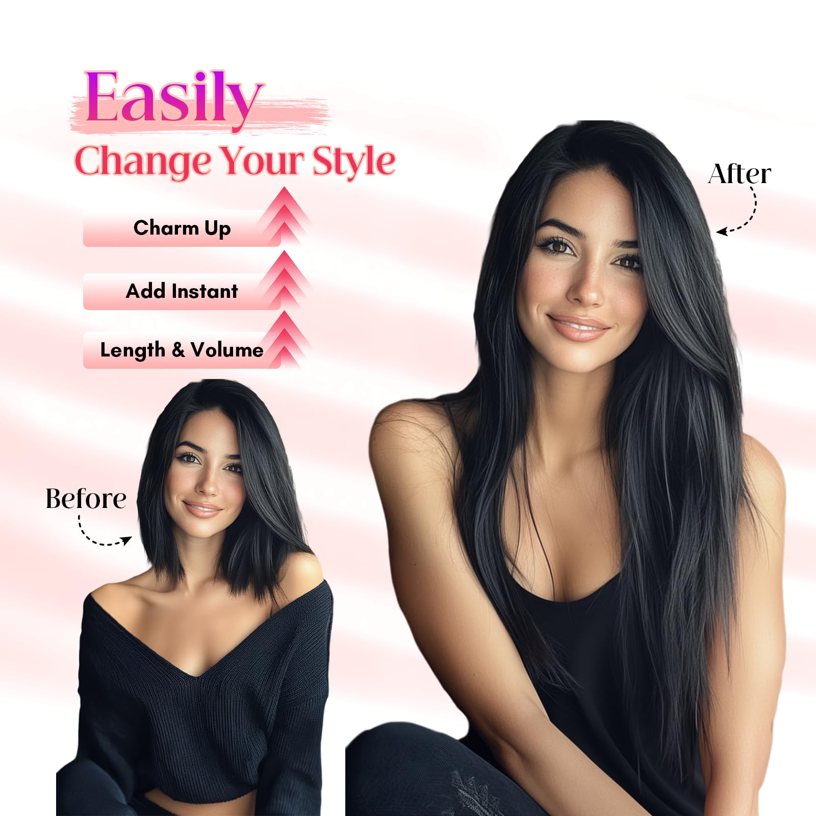 Premium 100% Human Hair Halo Extensions 22