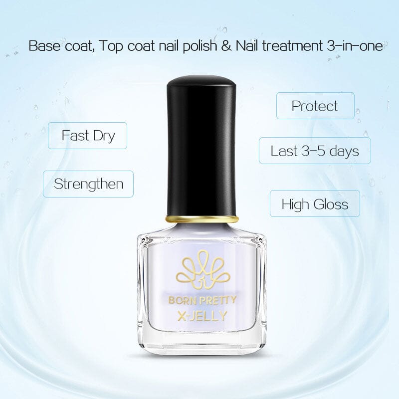X Jelly 3-in-1 Base Top Coat Nail Treatment - Strengthen, Protect & Shine for Manicures & Pedicures at Home or Salon